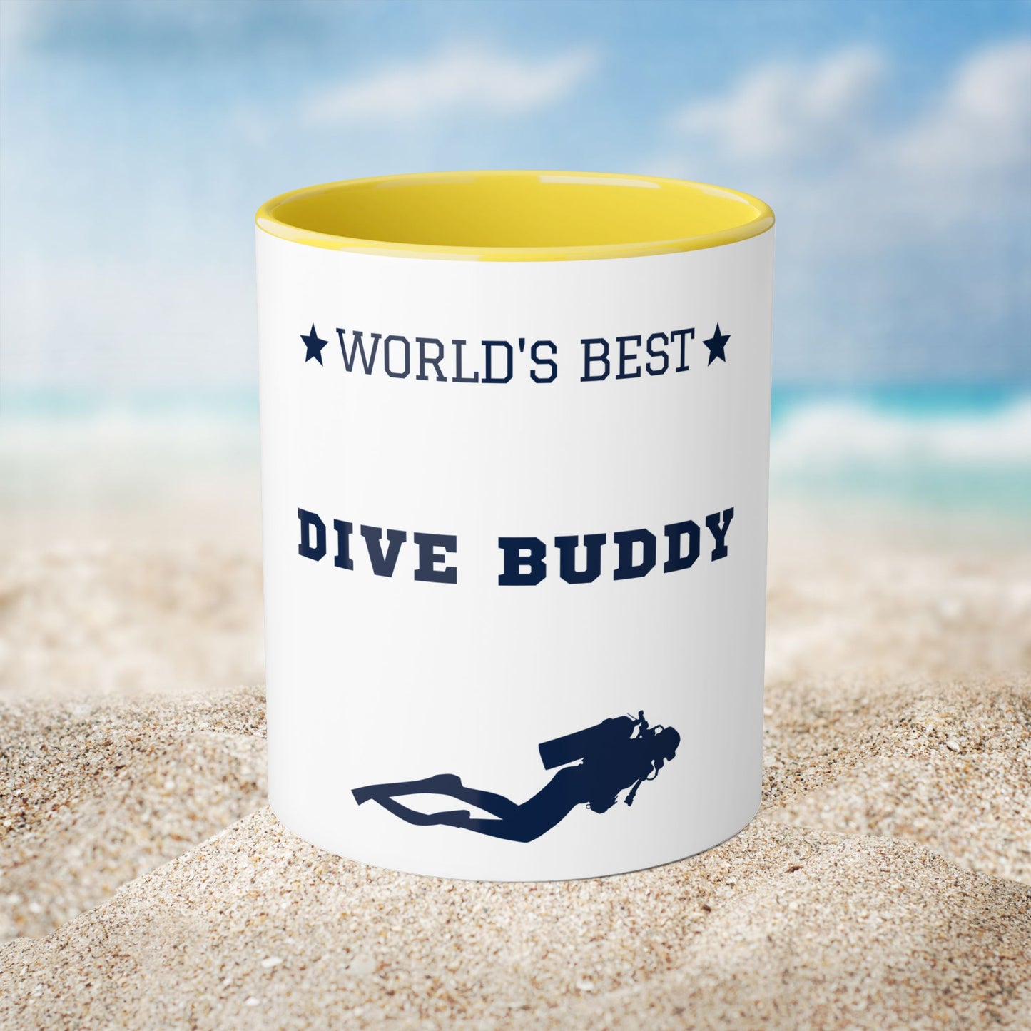 Worlds Best Dive Buddy | Scuba Life | Scuba Diving Lovers | Accent Mugs, 11oz | by Far Out Prints & Co