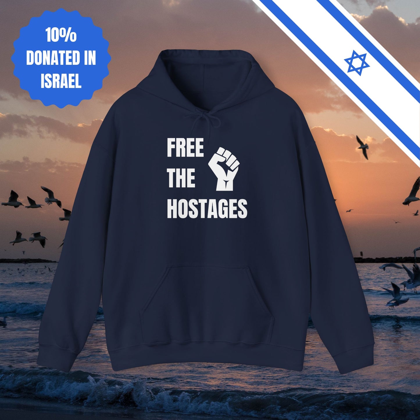 Free The Hostages | Unisex Hooded Sweatshirt | Israel Israeli Jewish Judaism Bring Them Home Stand With Us | by Far Out Prints & Co.