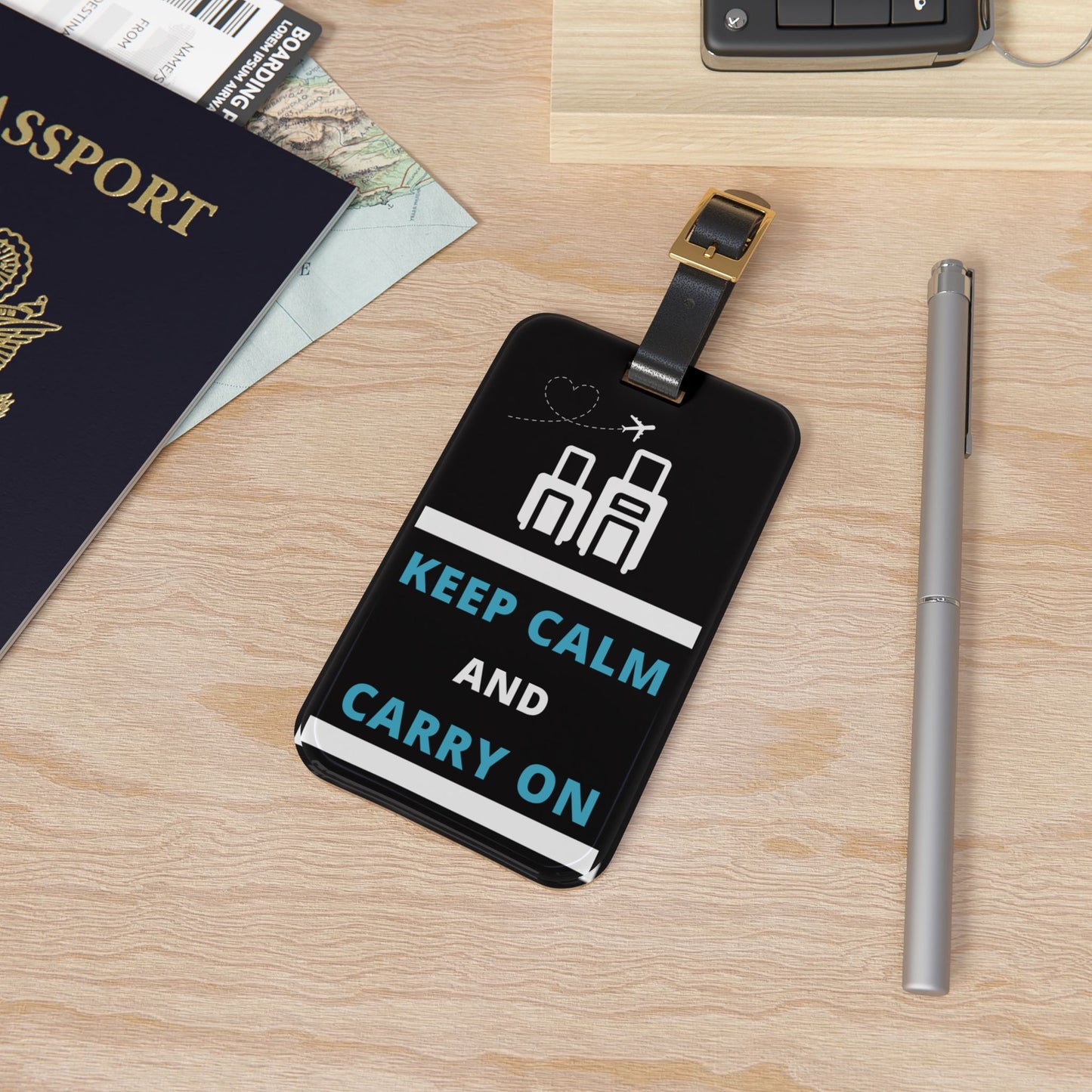Keep Calm And Carry On Premium Acrylic and Leather Luggage Tag | Travel Lovers | by Far Out Prints & Co