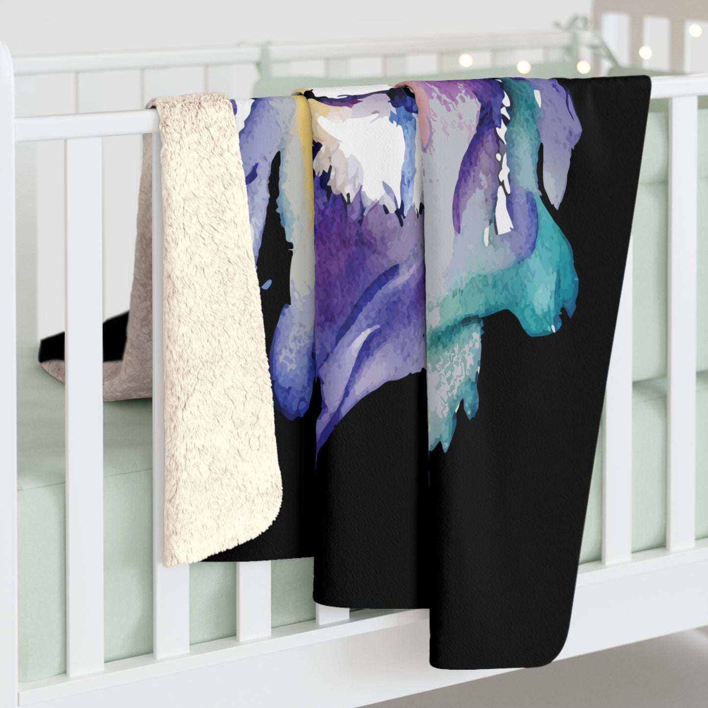 Lion Watercolor Rainbow - Sherpa Fleece Blanket - by Far Out Prints & Co.
