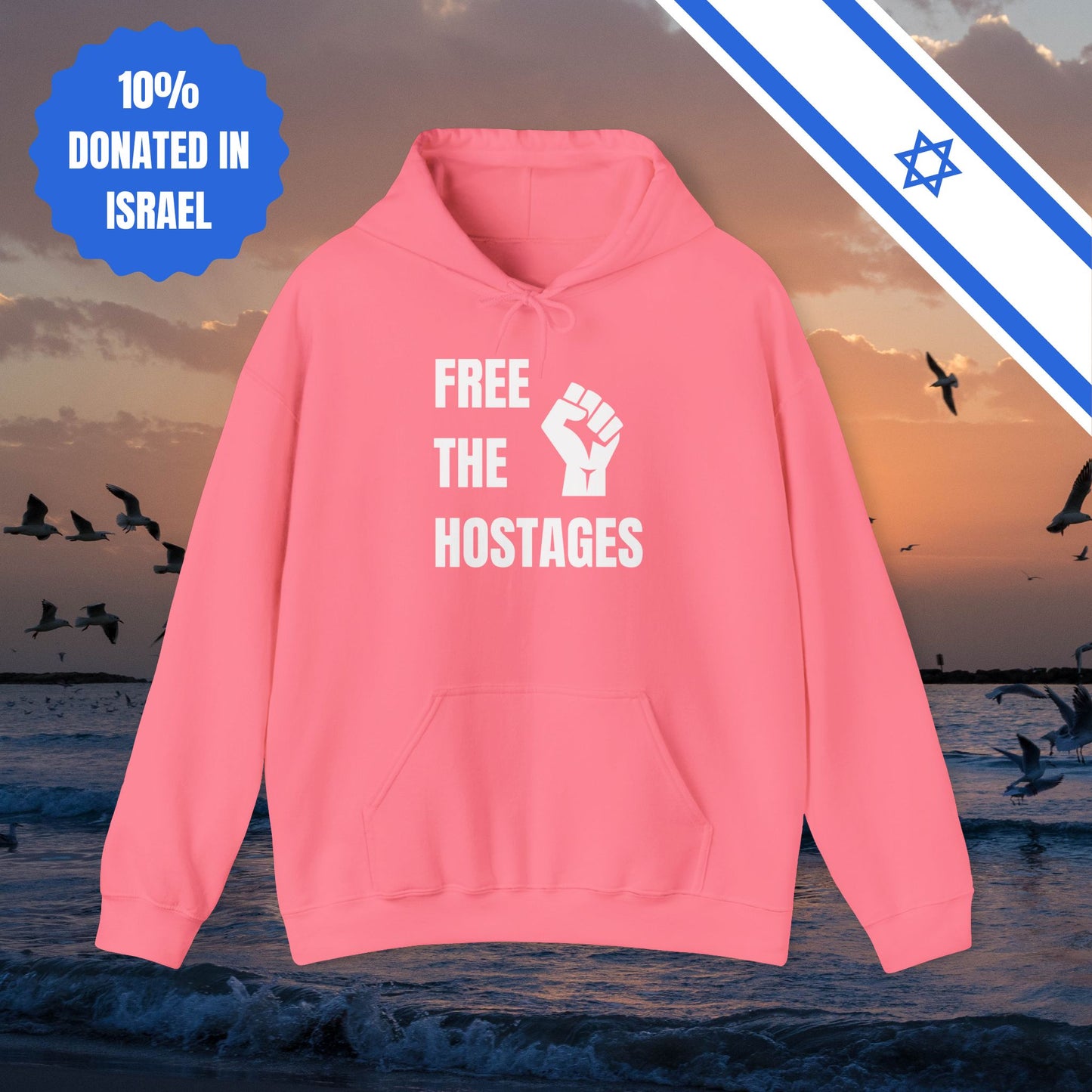 Free The Hostages | Unisex Hooded Sweatshirt | Israel Israeli Jewish Judaism Bring Them Home Stand With Us | by Far Out Prints & Co.
