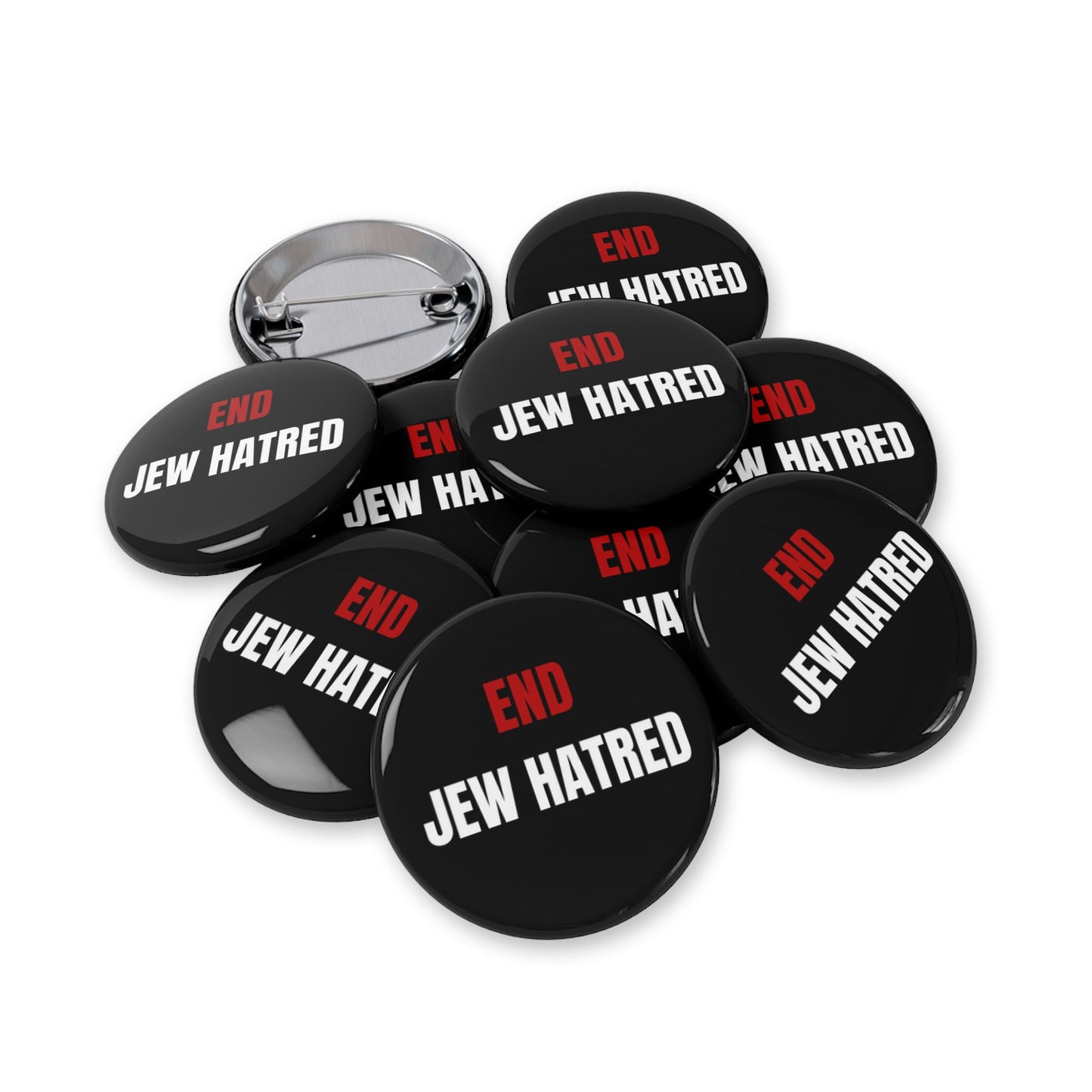 End Jew Hatred - Round Pins (set) - Israel Israeli Jewish Judaism Zionist Stand With Us - by Far Out Prints & Co.