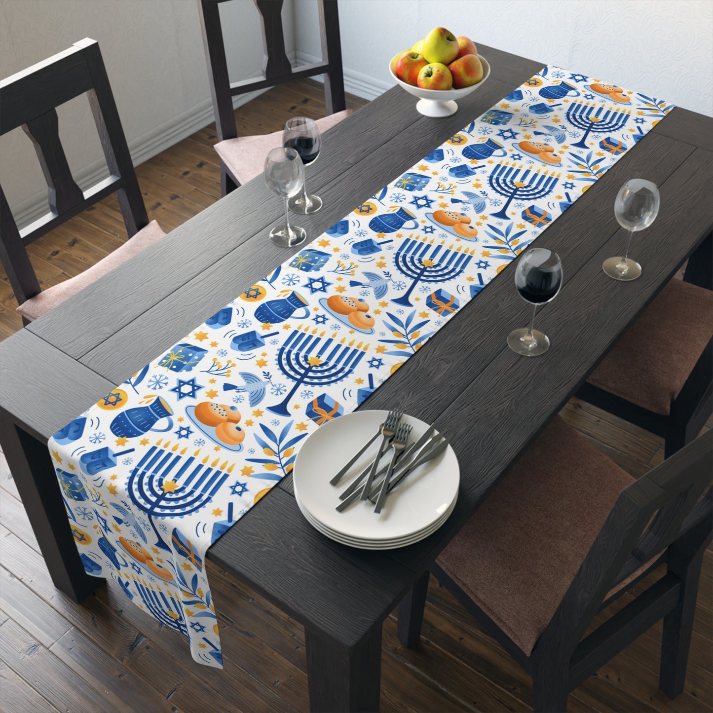 Hannukah Hanuka Hanukkah Chanukah Chanuka Chanukkah Channukah Chanukka | Jewish Holiday Themed | Table Runner