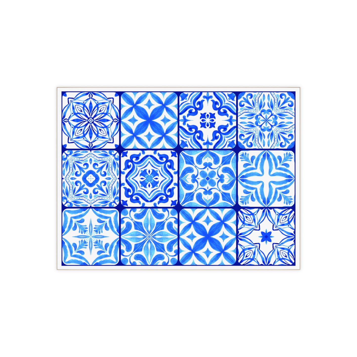 Blue and White Moroccan Design 2 - Jewish Art Judaica Judaism Israel Israeli - Ceramic Photo Tile - Far Out Prints & Co.