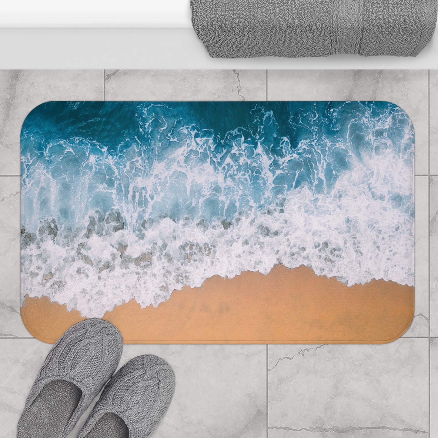 Beach Themed Bath Mat - Custom Designed Photo Print - by Far Out Prints & Co.