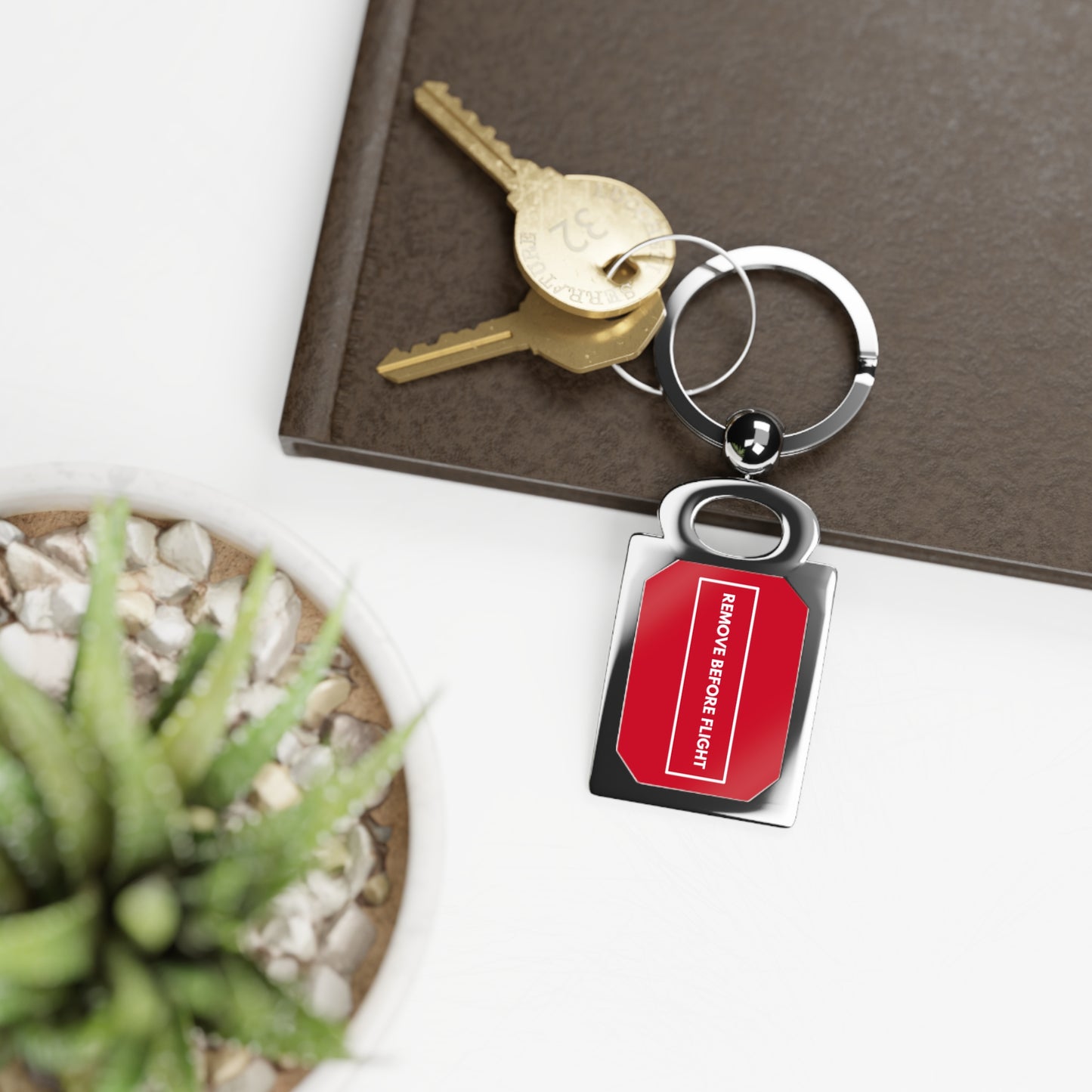 Remove Before Flight Tag Rectangle Photo Keyring | by Far Out Prints & Co