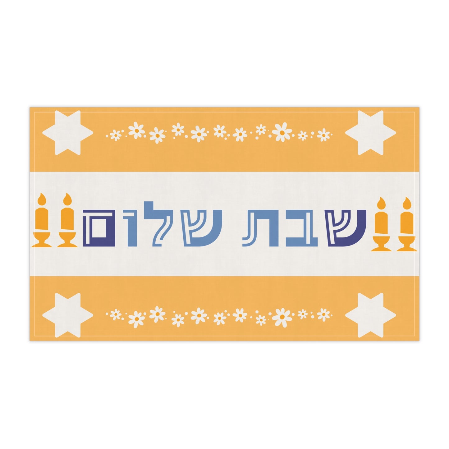 Shabbat Shalom Star of David Candles Flowers | Challah Cover | Yom Tov Jewish Table Modern Judaica Judaism Gifts Sabado Shabbos Sabbath Set