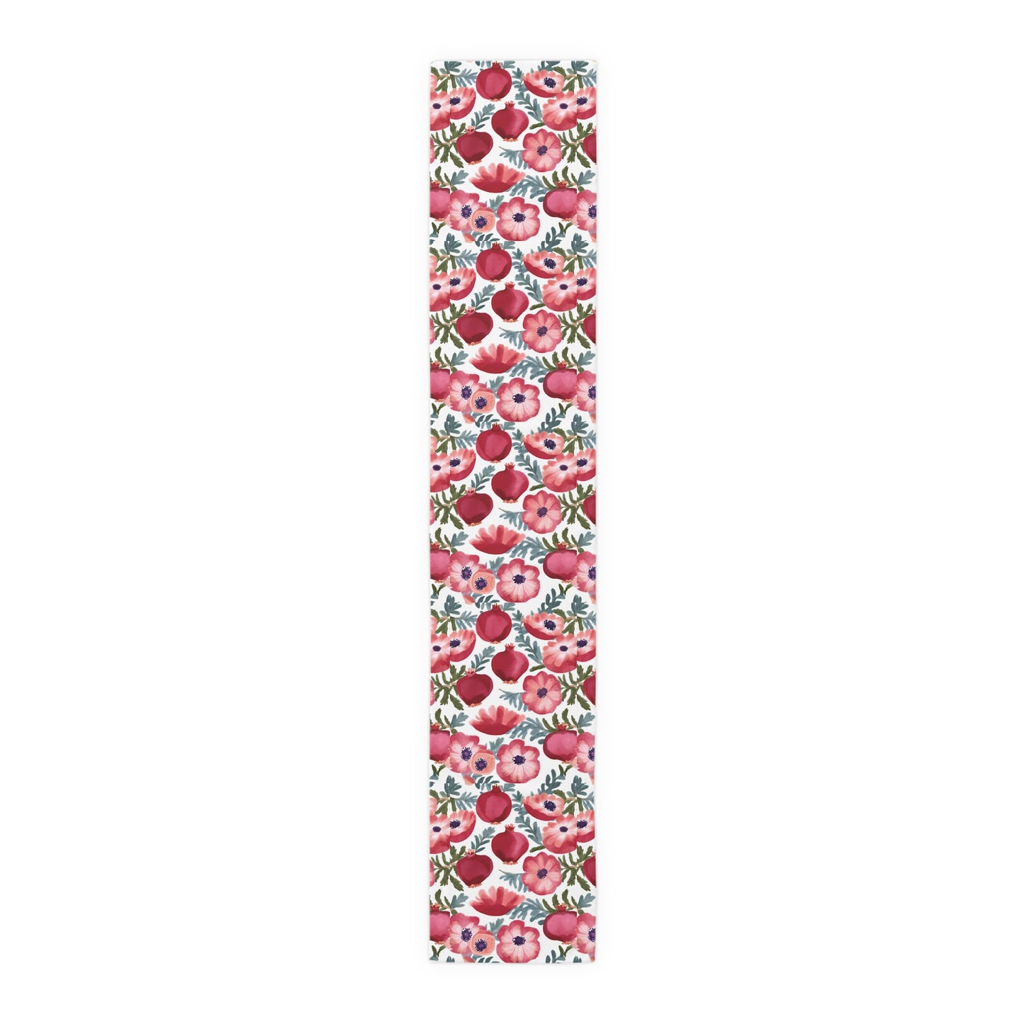 Rosh Hashanah Rosh HaShanah Rosh HaShana Rosh Ha-Shanah Pomegranate Anemone Flower Jewish Table Runner Israel Israeli Hebrew Table Runner