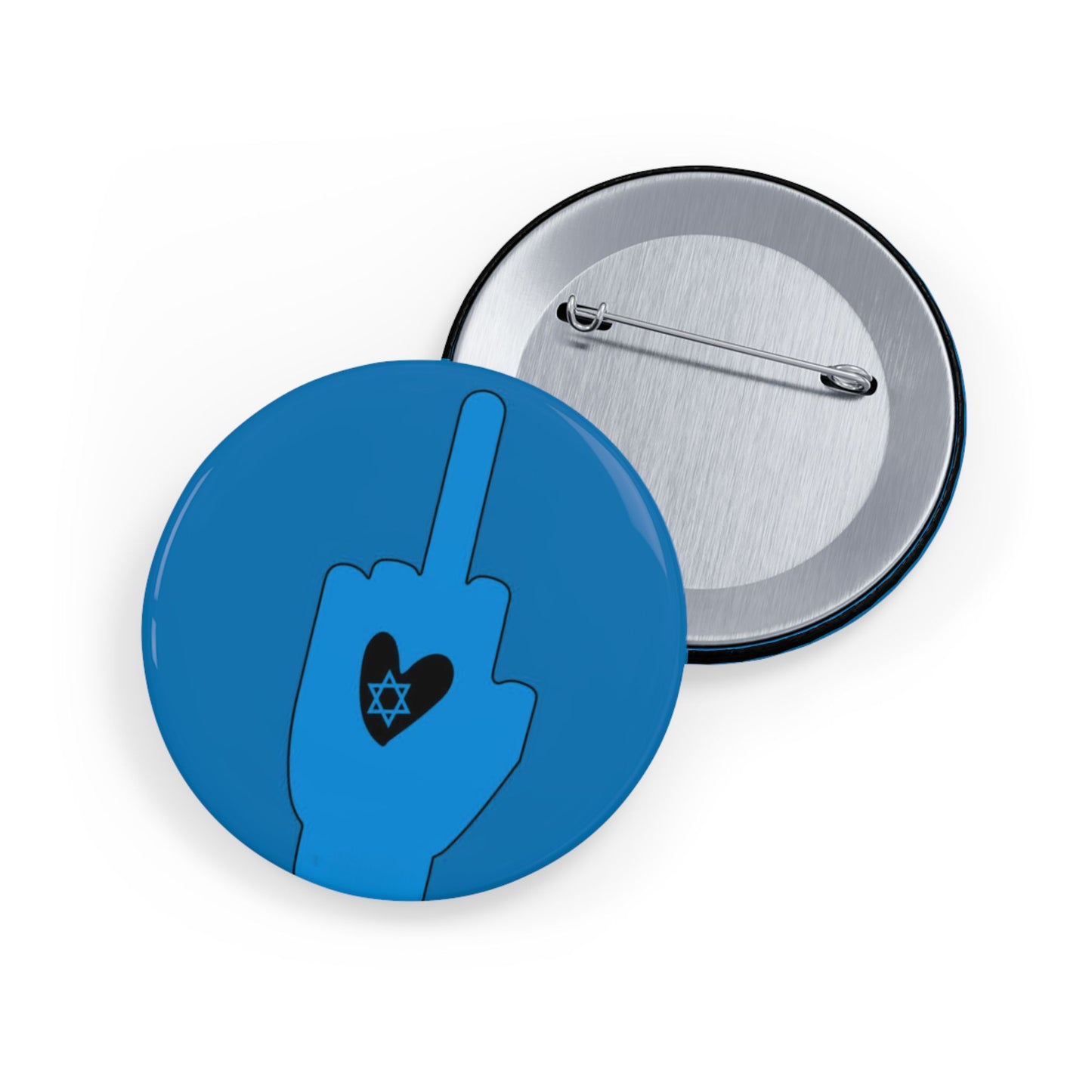 Blue Bloody Hands Middle Finger - Pin Buttons Pins - Israel Israeli Jewish Judaism Judaica - by Far Out Prints & Co.
