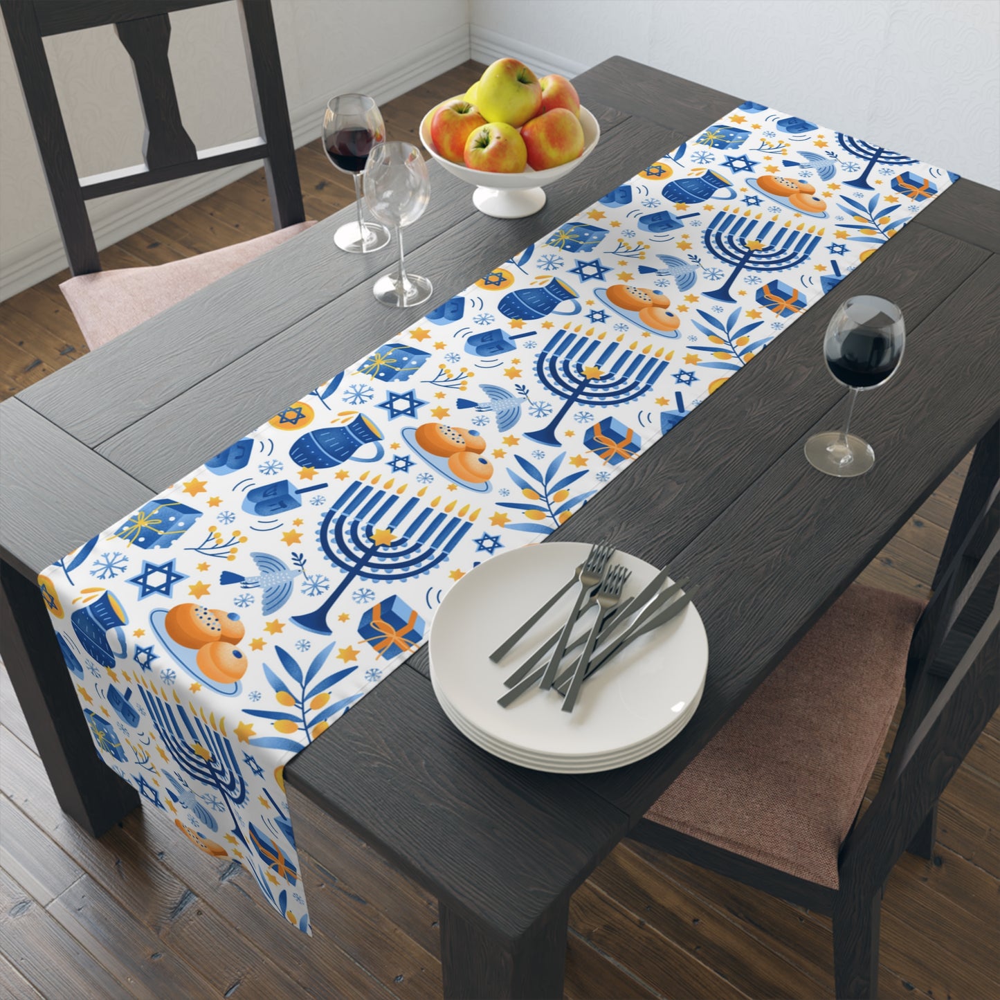 Hannukah Hanuka Hanukkah Chanukah Chanuka Chanukkah Channukah Chanukka | Jewish Holiday Themed | Table Runner