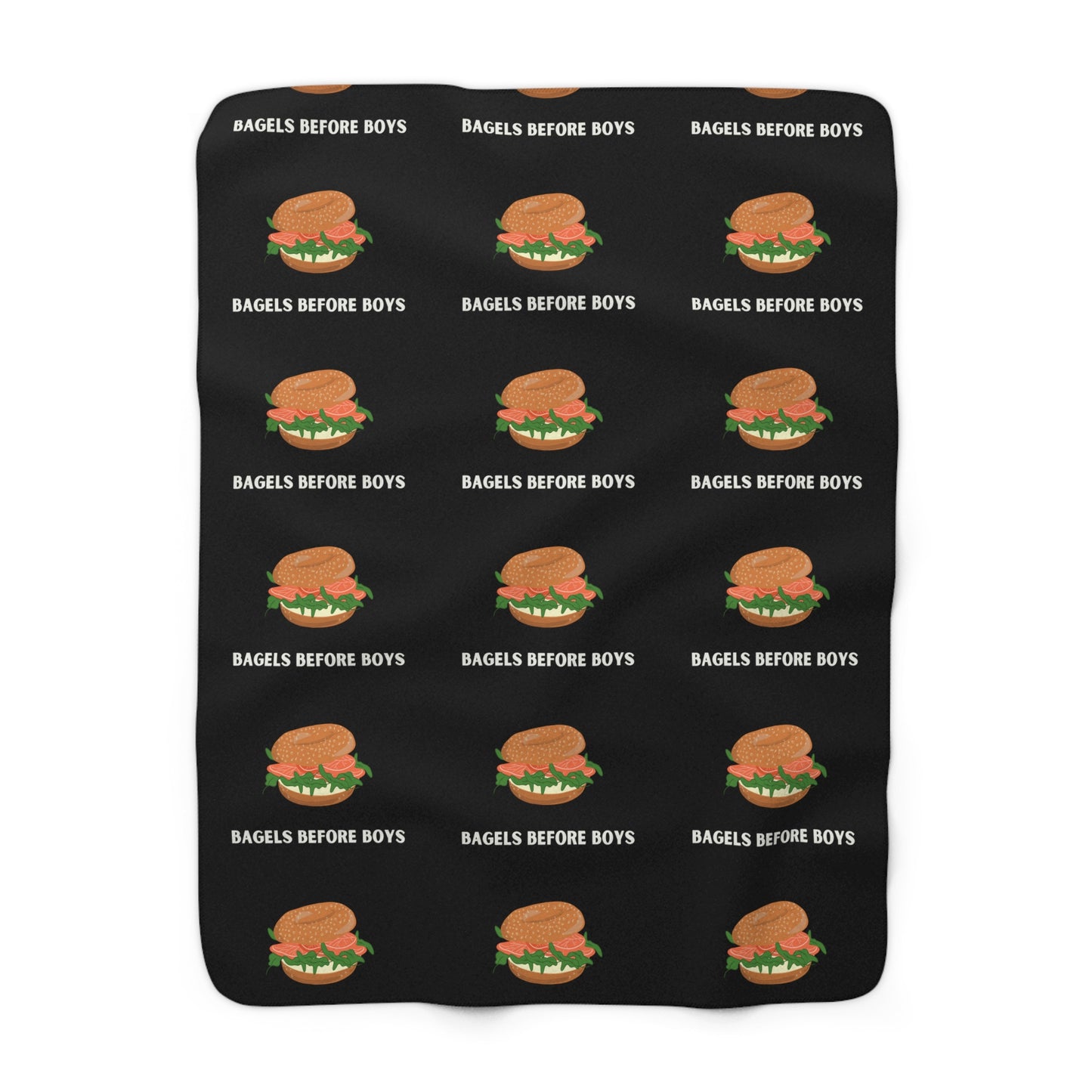 Bagels Before Boys - Jewish Judaism Israel Israeli Yenta - Sherpa Fleece Blanket - by Far Out Prints & Co.