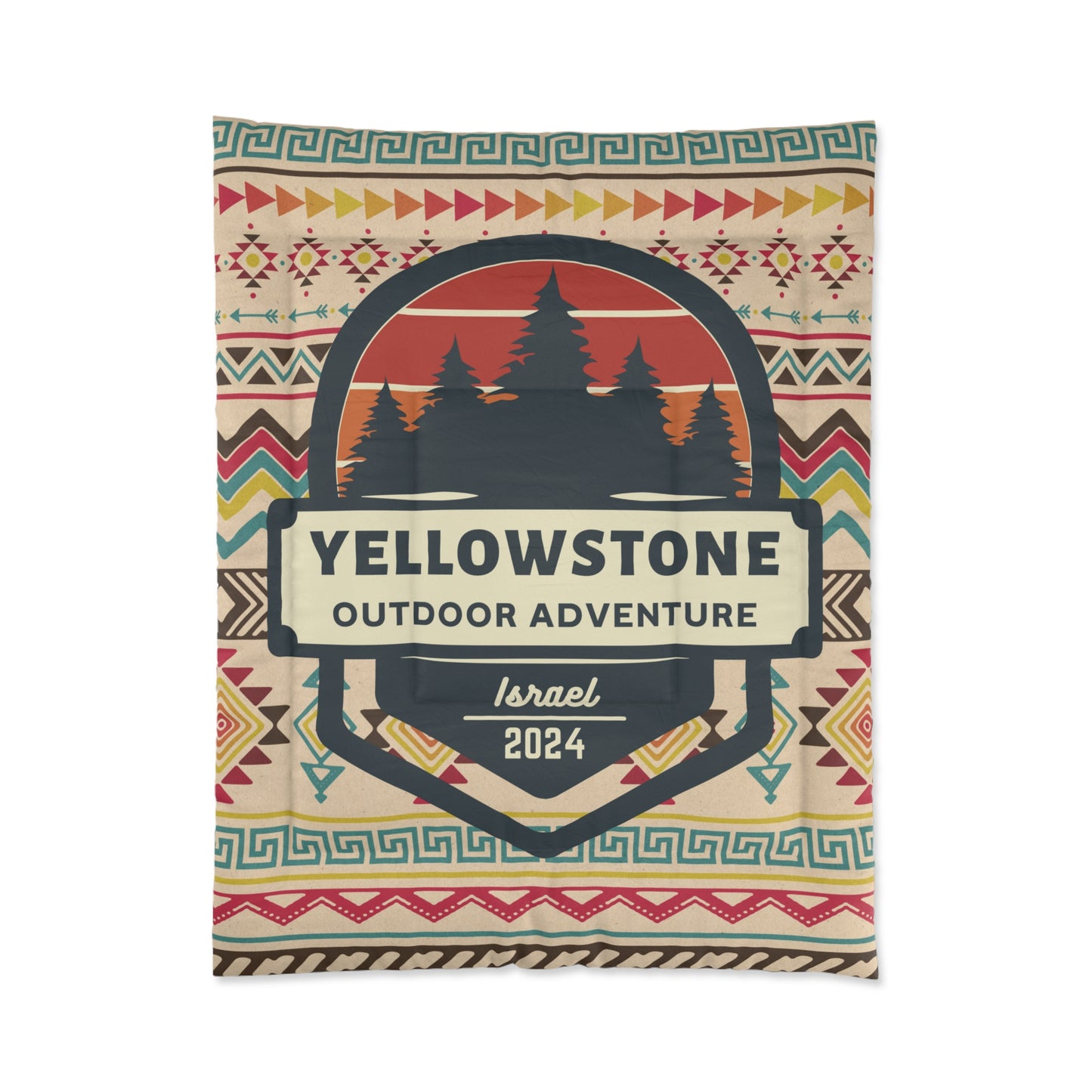 Yellowstone Outdoor Adventure Azteca Comforter by Far Out Prints & Co.
