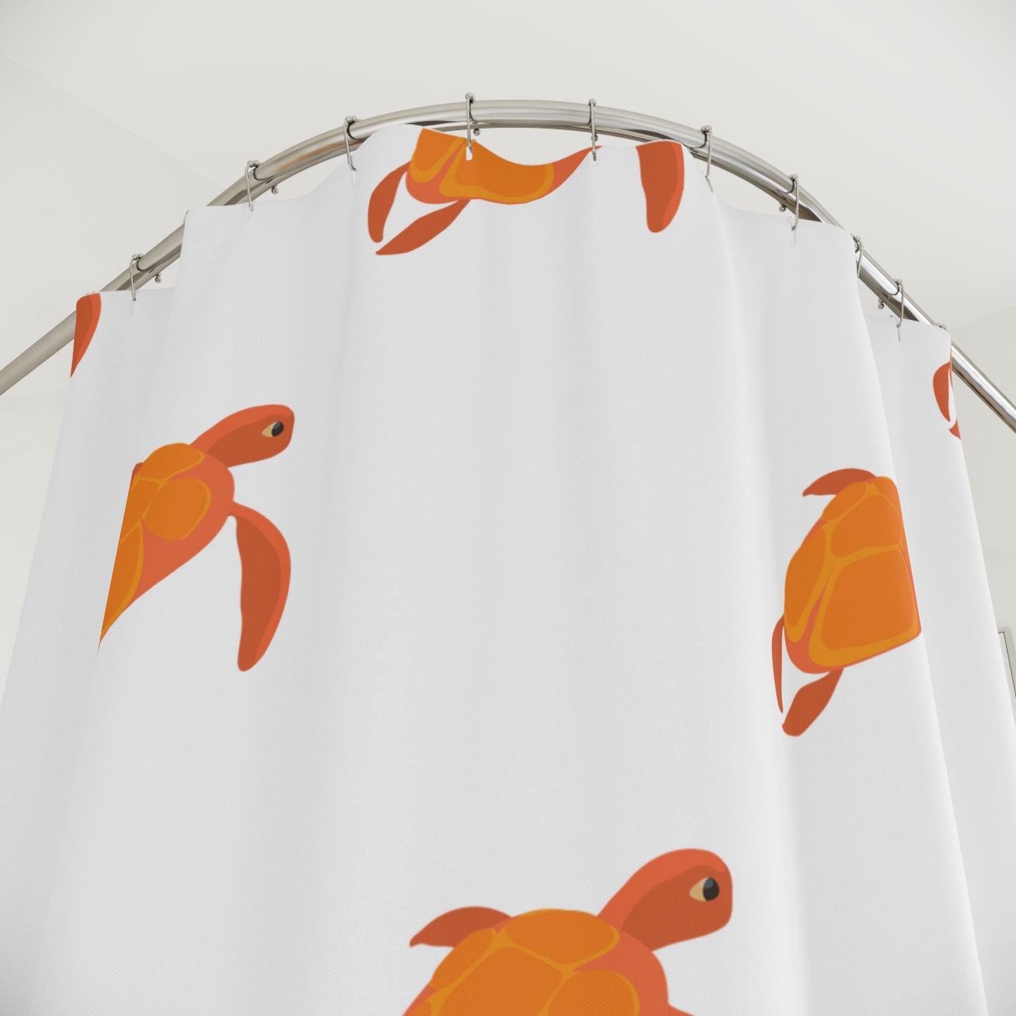 Orange Turtle Pattern Shower Curtain