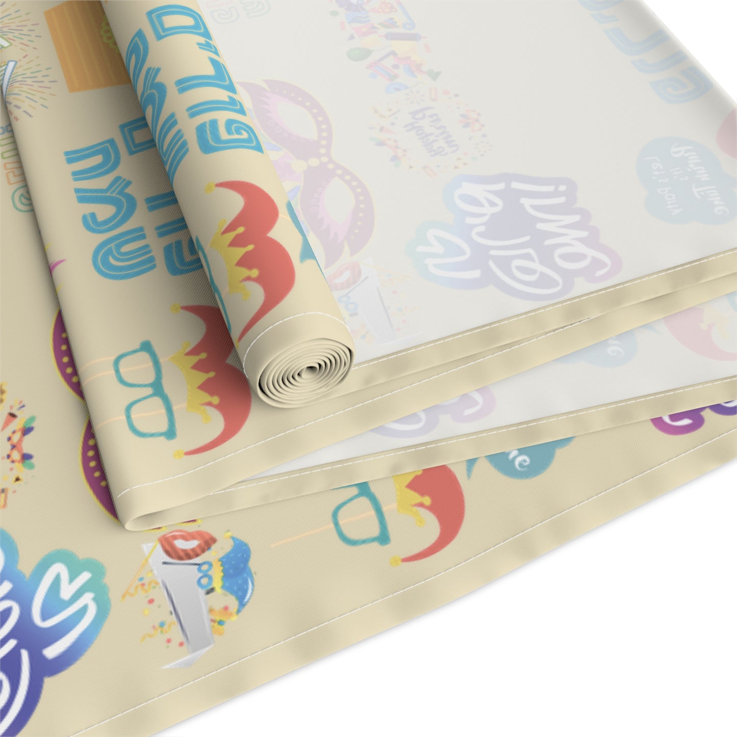 Happy Purim Pattern | Israel Israeli Judaism Judaica Jewish Holiday Themed | Table Runner | by Far Out Prints & Co.