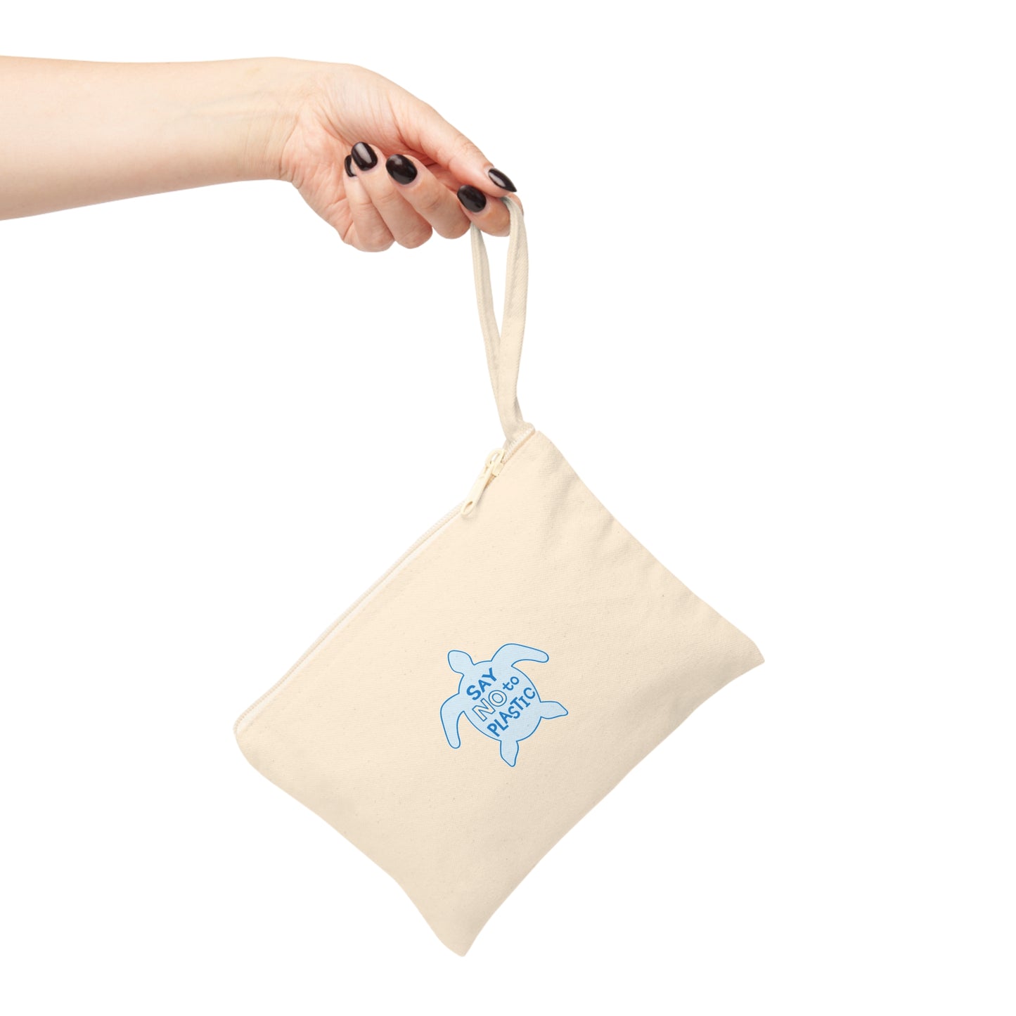 Say No To Plastic 100% Cotton Canvas Accessory Zipper Pouch Bag