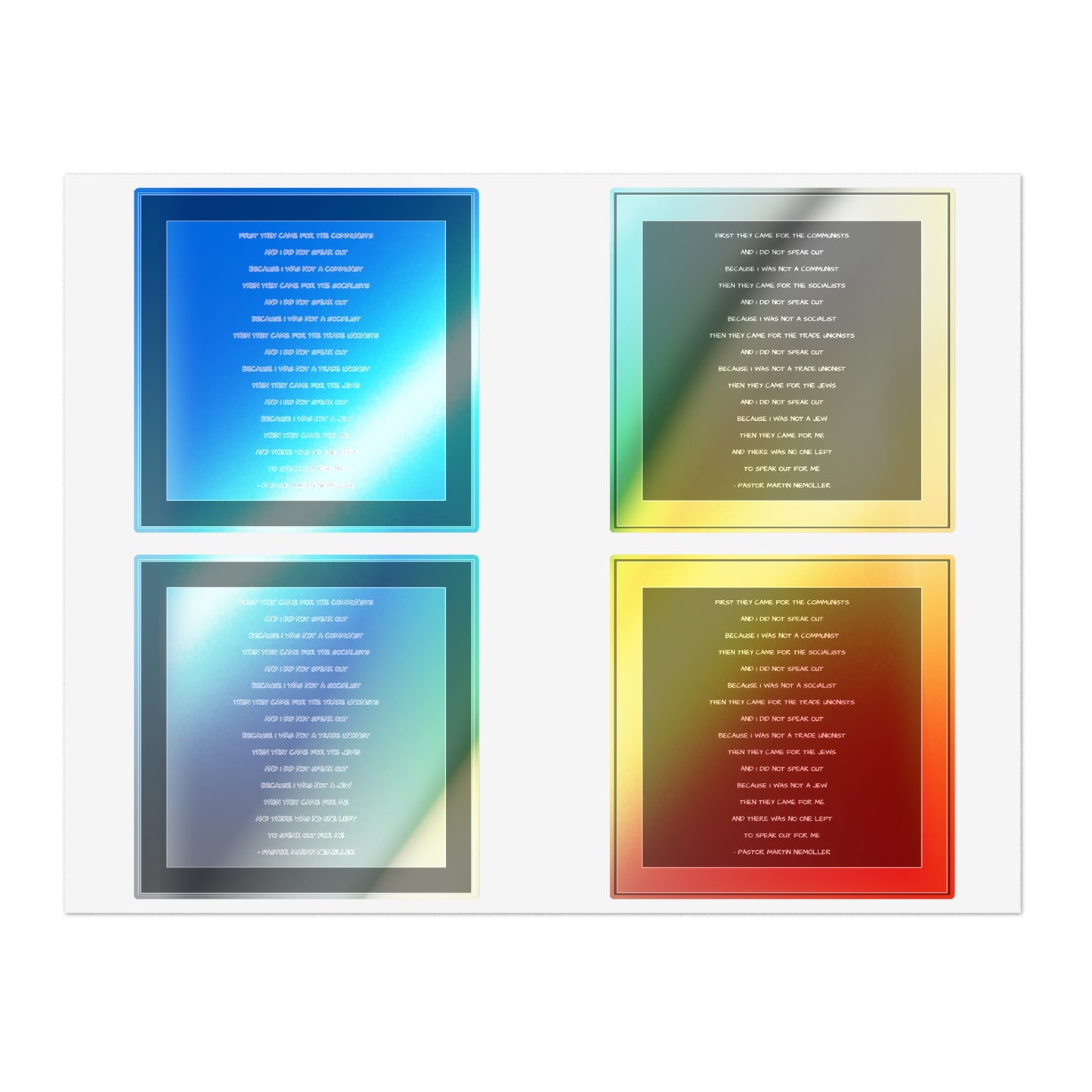 First They Came for the Communists Quote Israeli Support Israel Jewish Judaism Judaica Sticker Sheet Bundle, 10pcs by Far Out Prints & Co