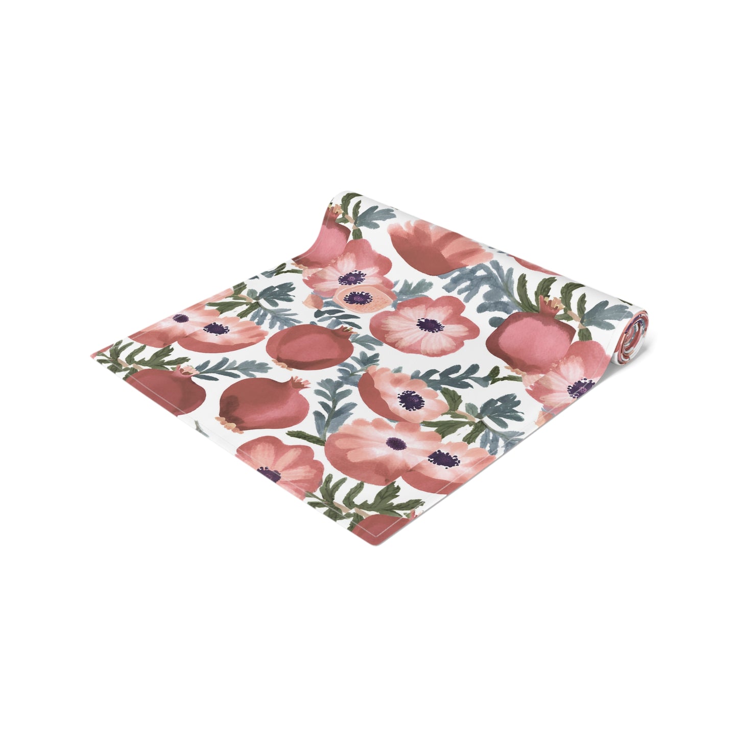 Rosh Hashanah Rosh HaShanah Rosh HaShana Rosh Ha-Shanah Pomegranate Anemone Flower Jewish Table Runner Israel Israeli Hebrew Table Runner