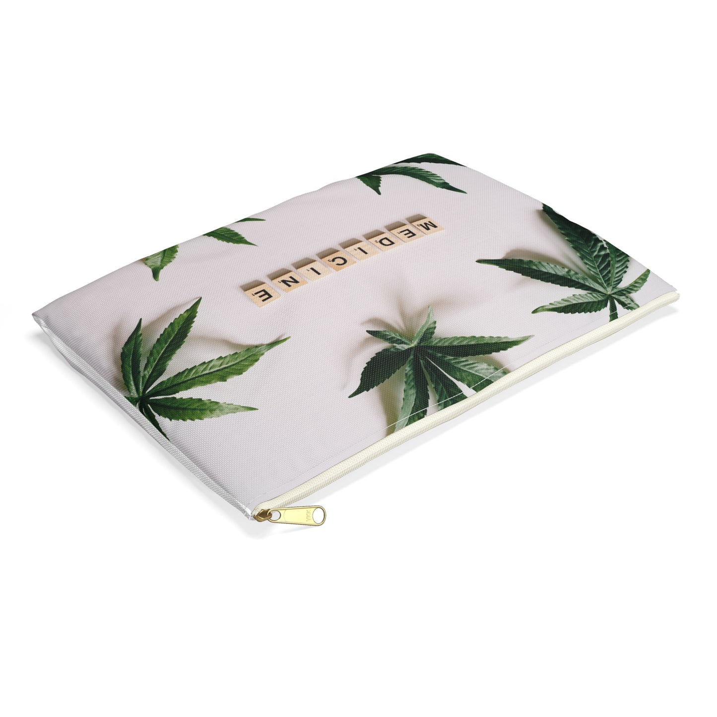 Medicine Cannabis Pattern - Accessory Pouch White - Stoner Cannabis Weed Jewish Israeli Israel - by Far Out Prints & Co.