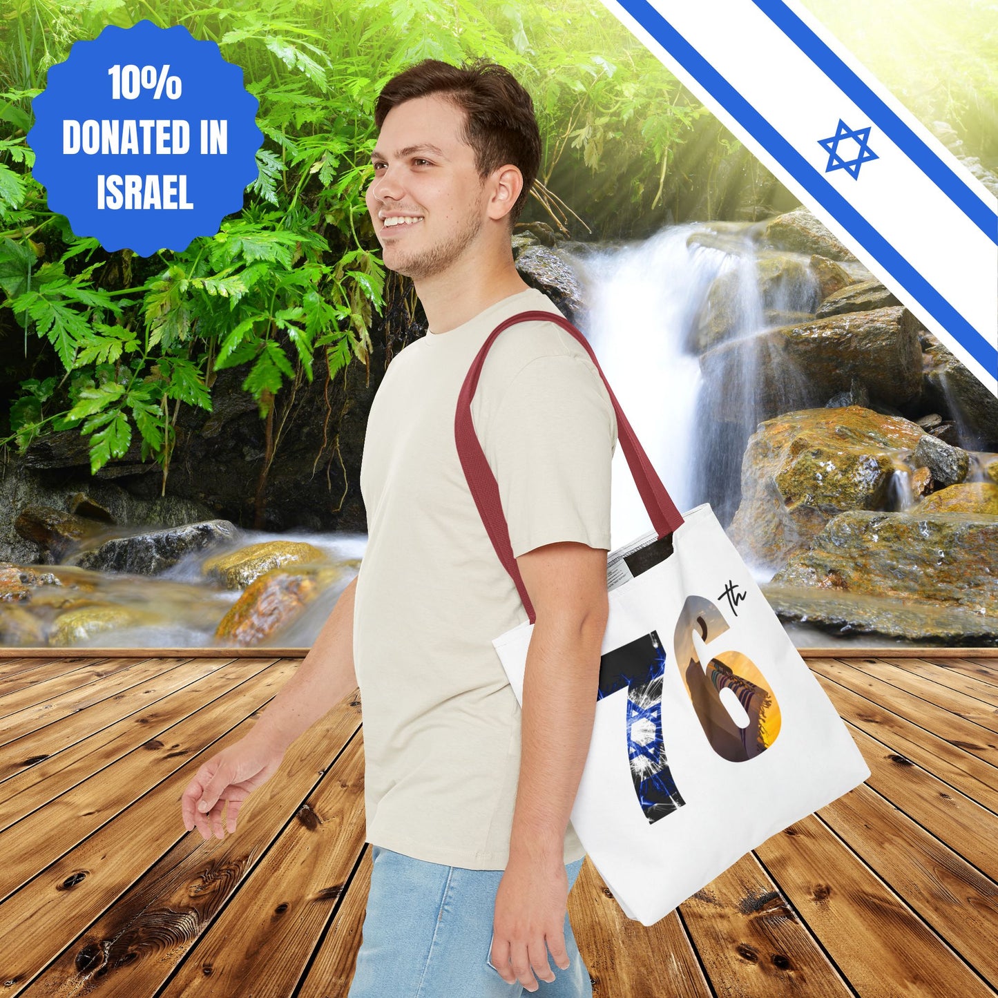 Happy Independence Day Israel | Tote Bag | Judaism Judaica Jewish Israeli Zionist Zionism | by Far Out Prints & Co.