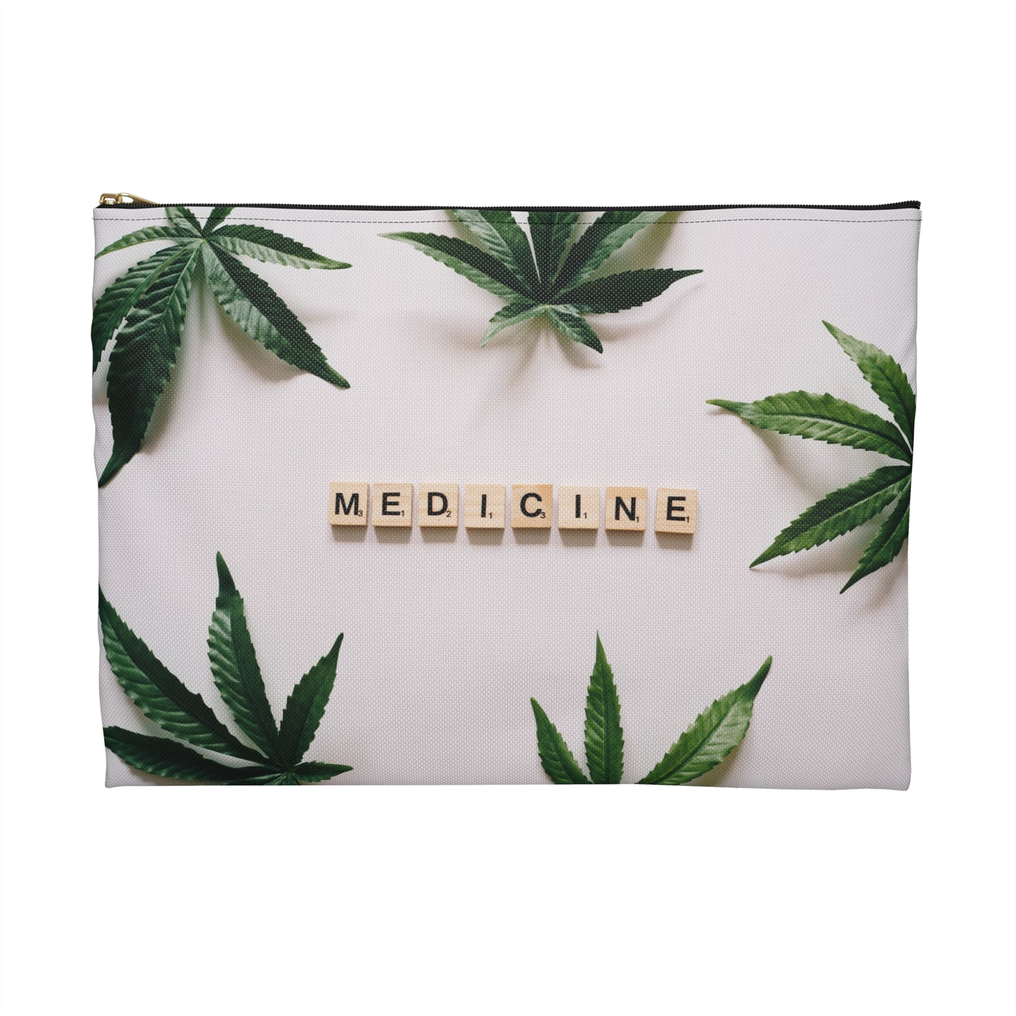 Medicine Cannabis Pattern - Accessory Pouch White - Stoner Cannabis Weed Jewish Israeli Israel - by Far Out Prints & Co.