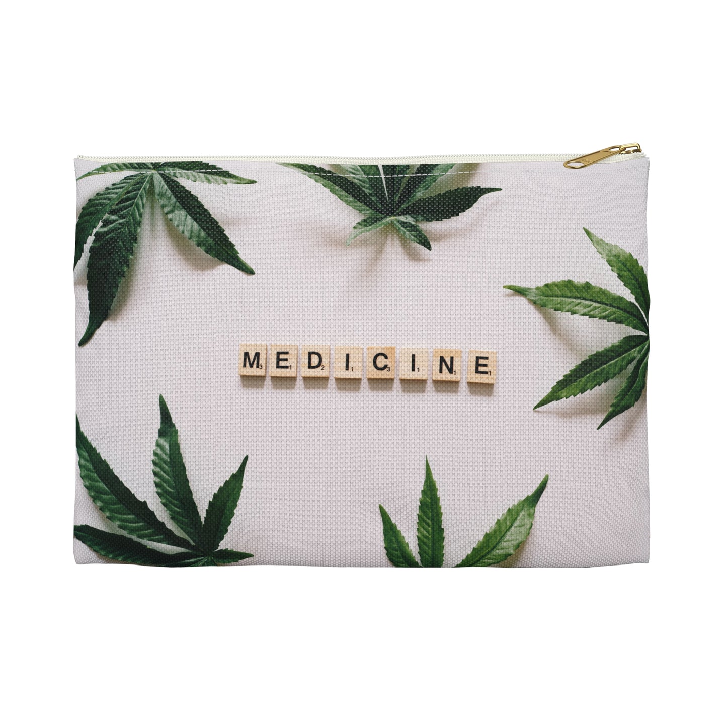 Medicine Cannabis Pattern - Accessory Pouch White - Stoner Cannabis Weed Jewish Israeli Israel - by Far Out Prints & Co.