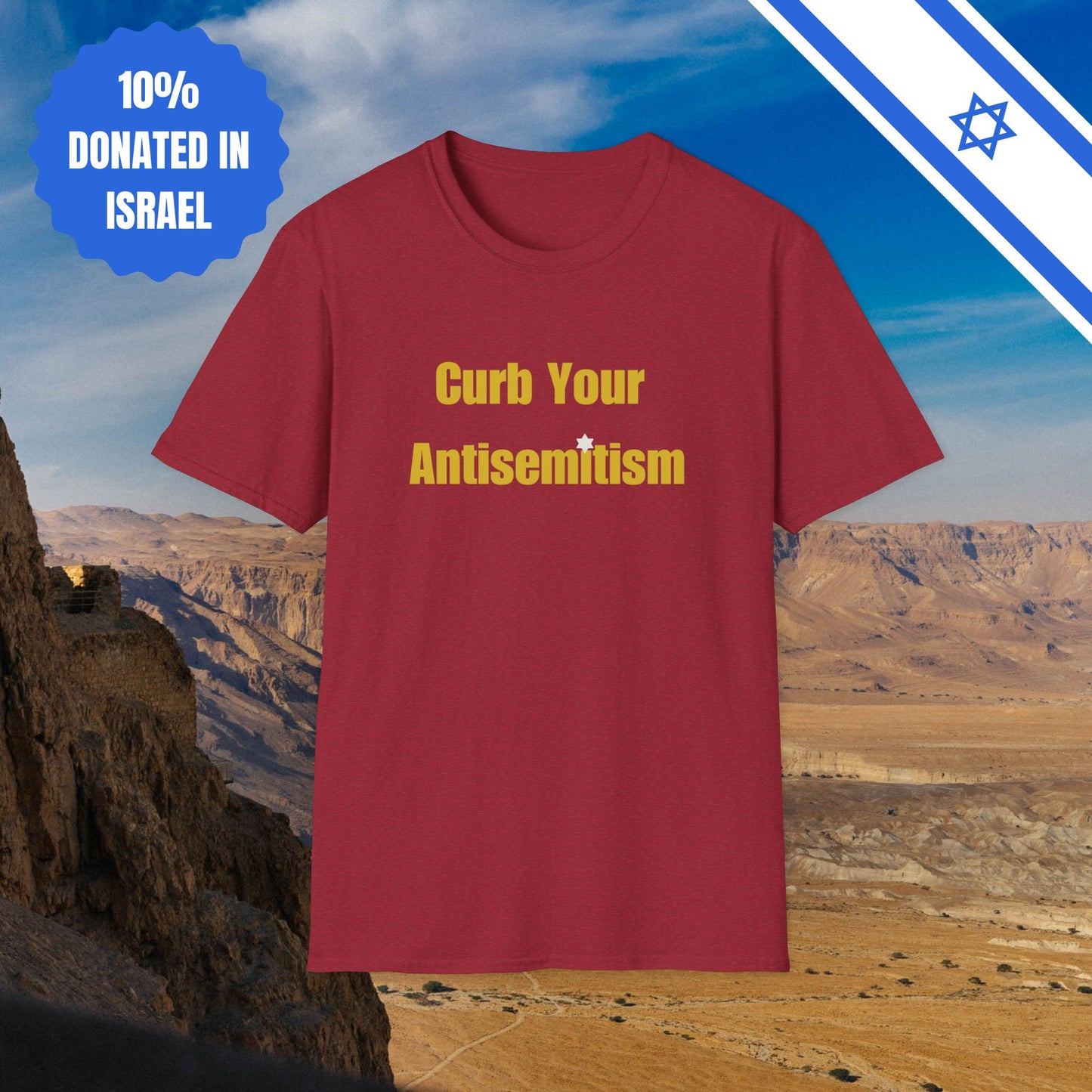Curb Your Antisemitism T-Shirt Tee T Shirt Stand Against Hate Discrimination Israel Israeli Jewish Judaism Judaica Gift Present for Him Her