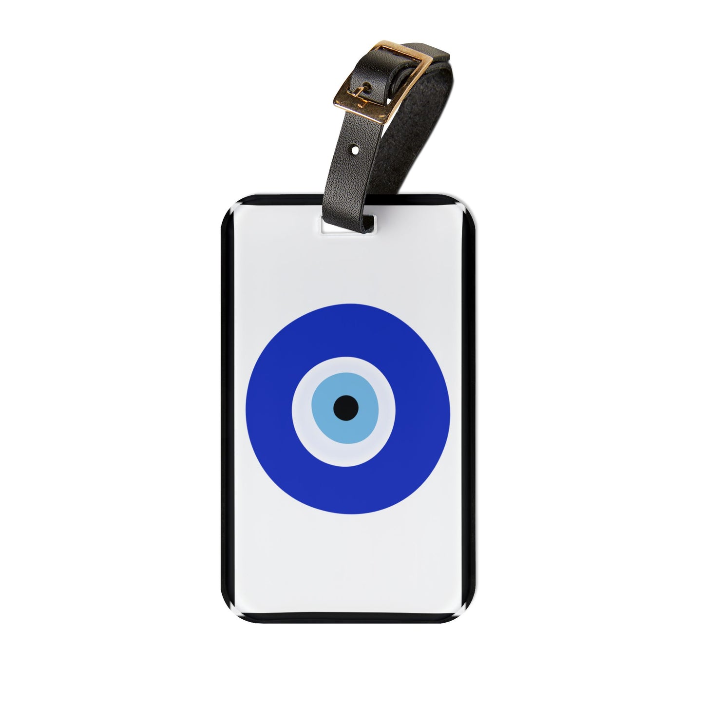 Evil Eye Blue | Premium Acrylic and Leather Luggage Tag | by Far Out Prints & Co