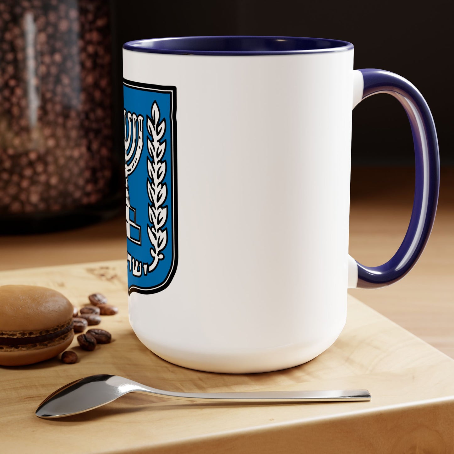 Emblem of Israel Israeli Hebrew Judaica Two-Tone Coffee Mugs, 15oz - by Far Out Prints & Co.