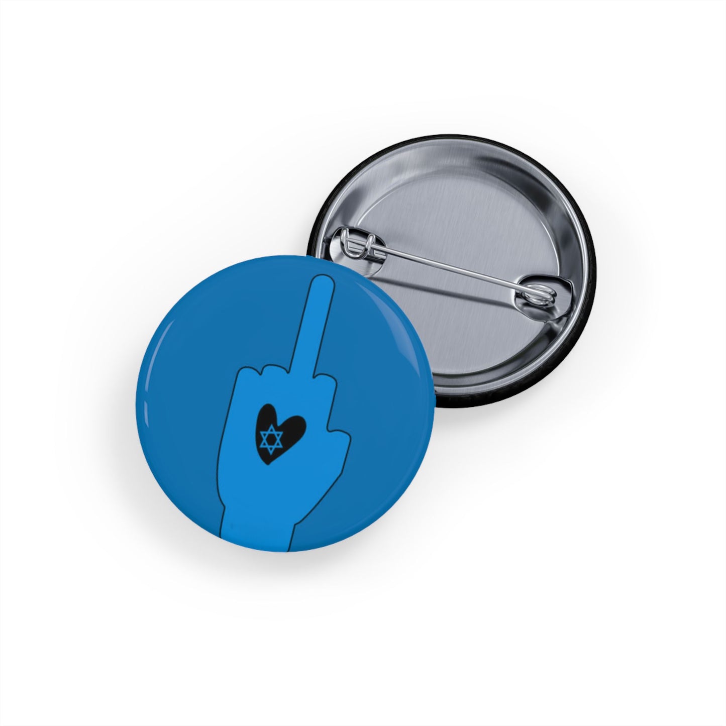 Blue Bloody Hands Middle Finger - Pin Buttons Pins - Israel Israeli Jewish Judaism Judaica - by Far Out Prints & Co.