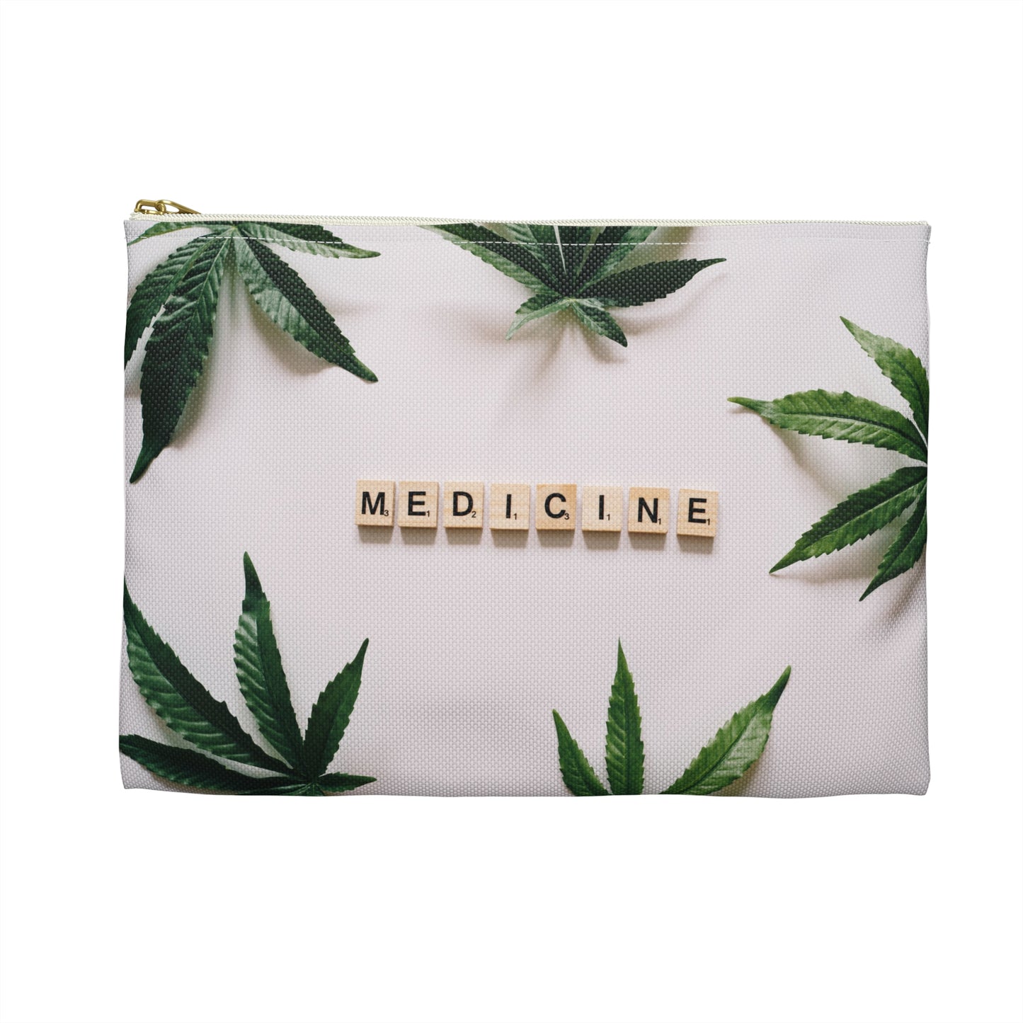 Medicine Cannabis Pattern - Accessory Pouch White - Stoner Cannabis Weed Jewish Israeli Israel - by Far Out Prints & Co.