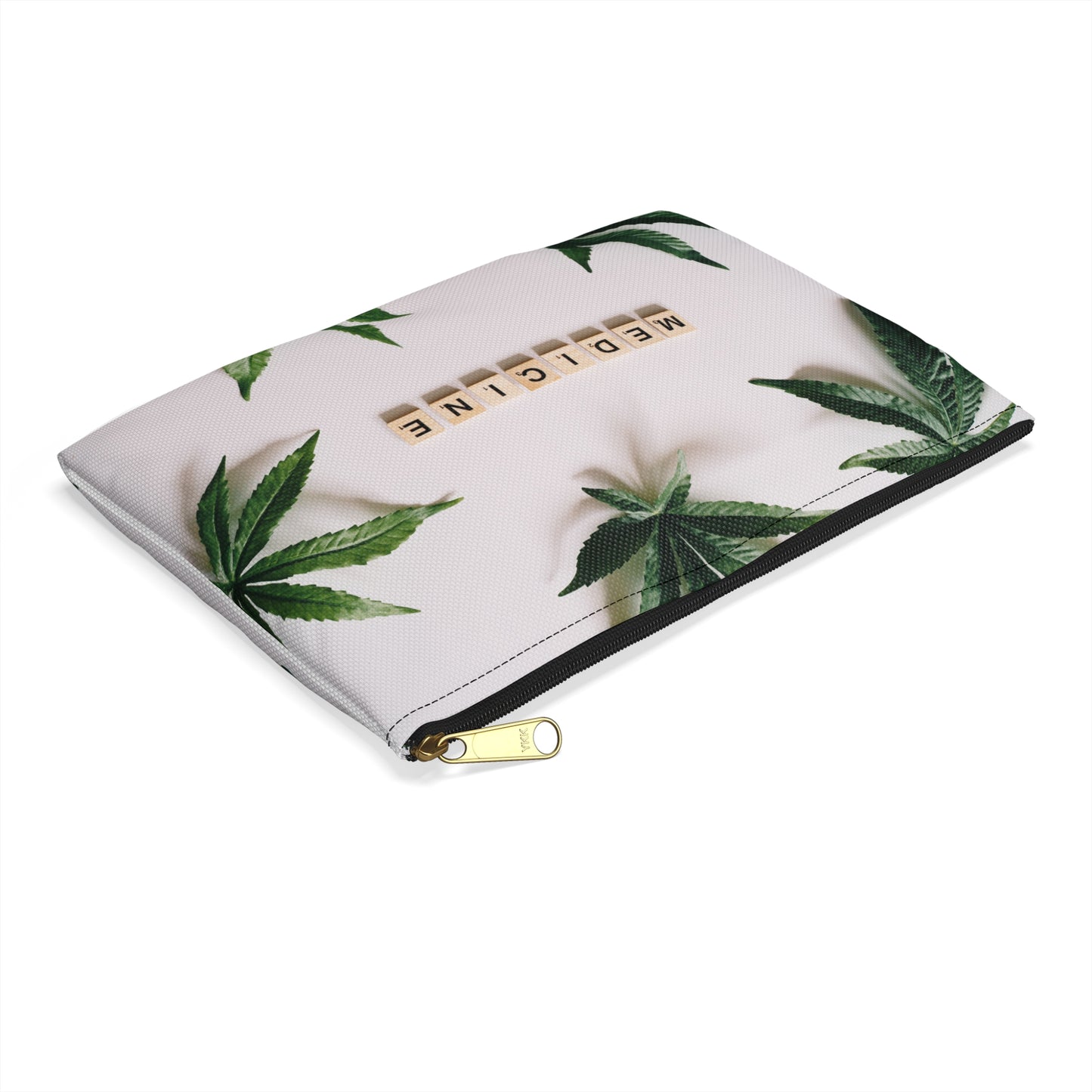 Medicine Cannabis Pattern - Accessory Pouch White - Stoner Cannabis Weed Jewish Israeli Israel - by Far Out Prints & Co.