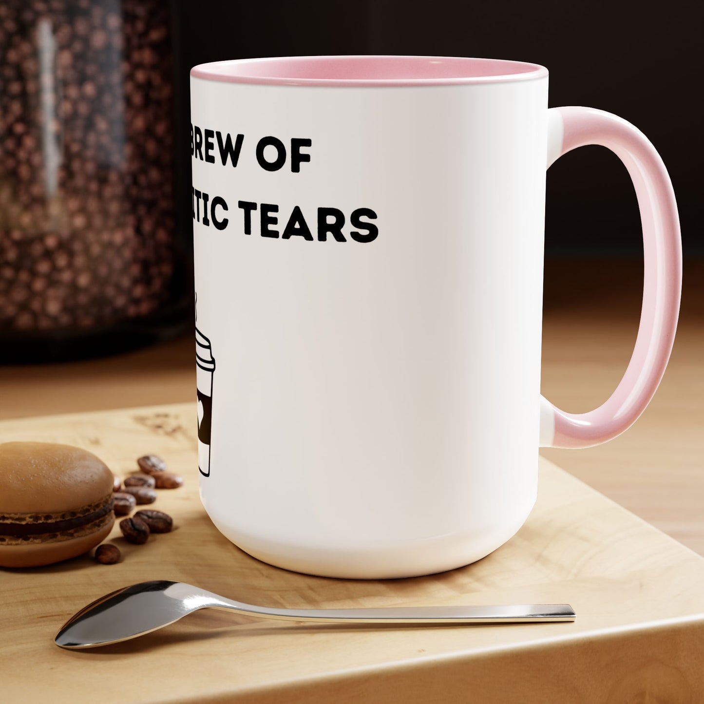 Fresh Brew of anti-Semitic Tears - Two-Tone Coffee Mugs, 15oz - Cafe Lovers - Far Out Prints & Co.
