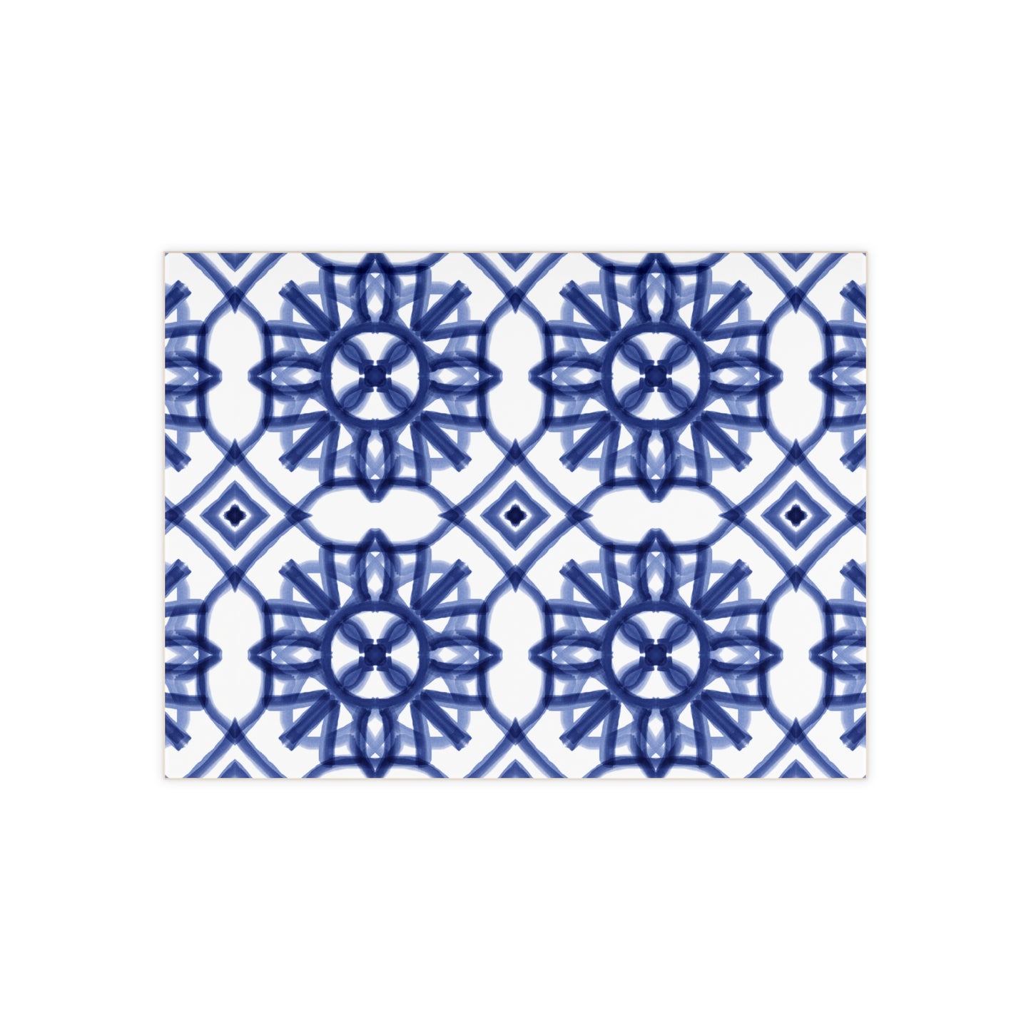 Blue and White Moroccan Design - Jewish Art Judaica Judaism Israel Israeli - Ceramic Photo Tile - Far Out Prints & Co.
