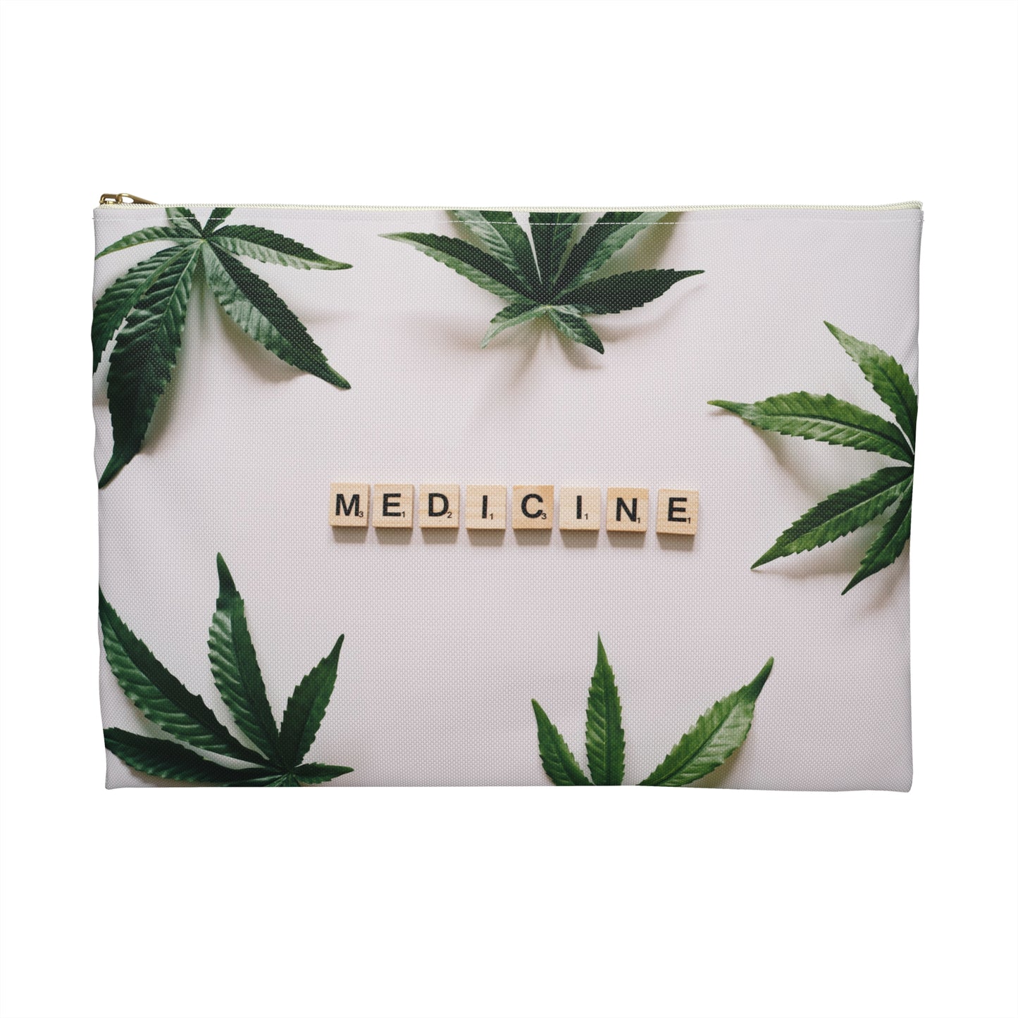 Medicine Cannabis Pattern - Accessory Pouch White - Stoner Cannabis Weed Jewish Israeli Israel - by Far Out Prints & Co.
