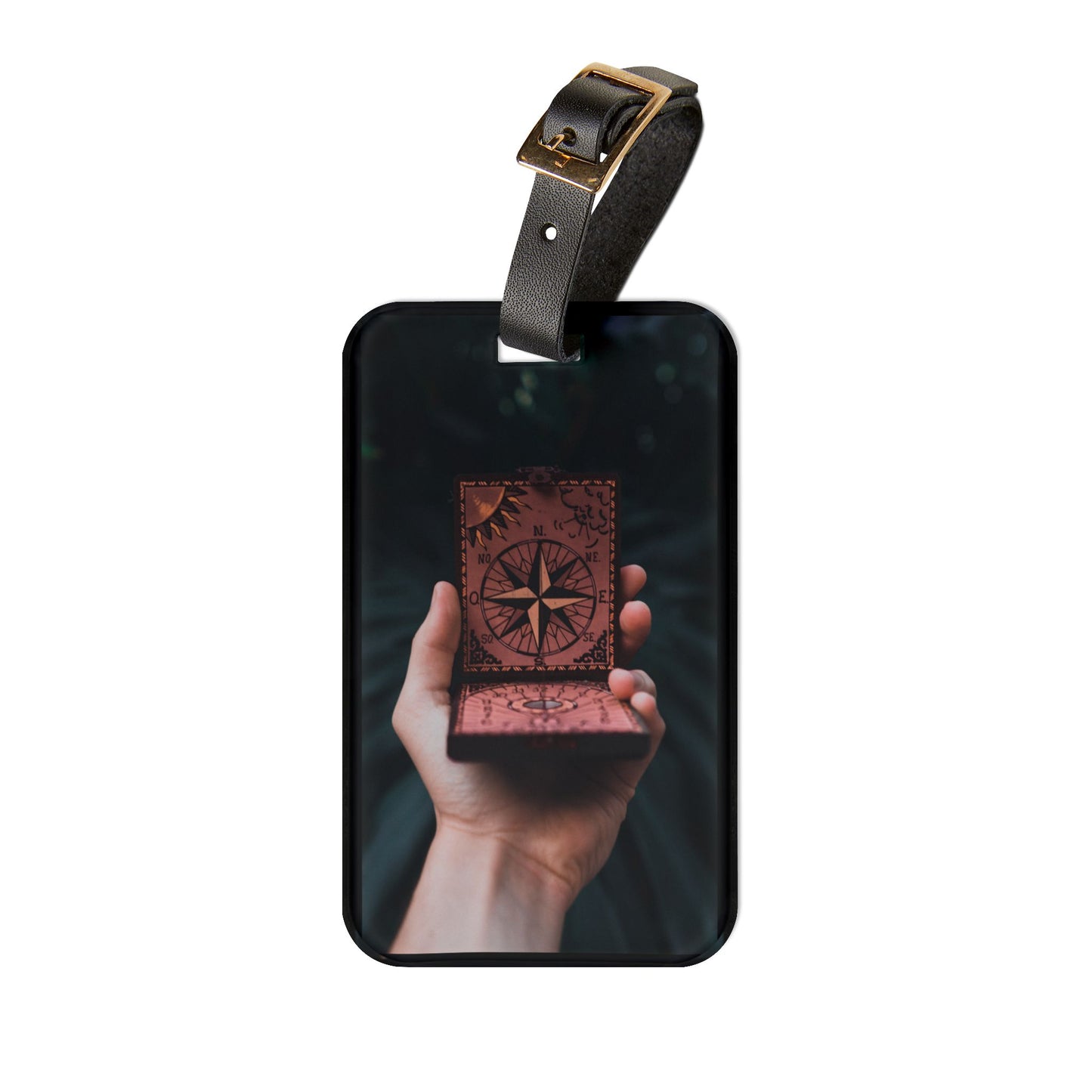 Mans' Search For Meaning Compass | Premium Acrylic and Leather Luggage Tag | by Far Out Prints & Co