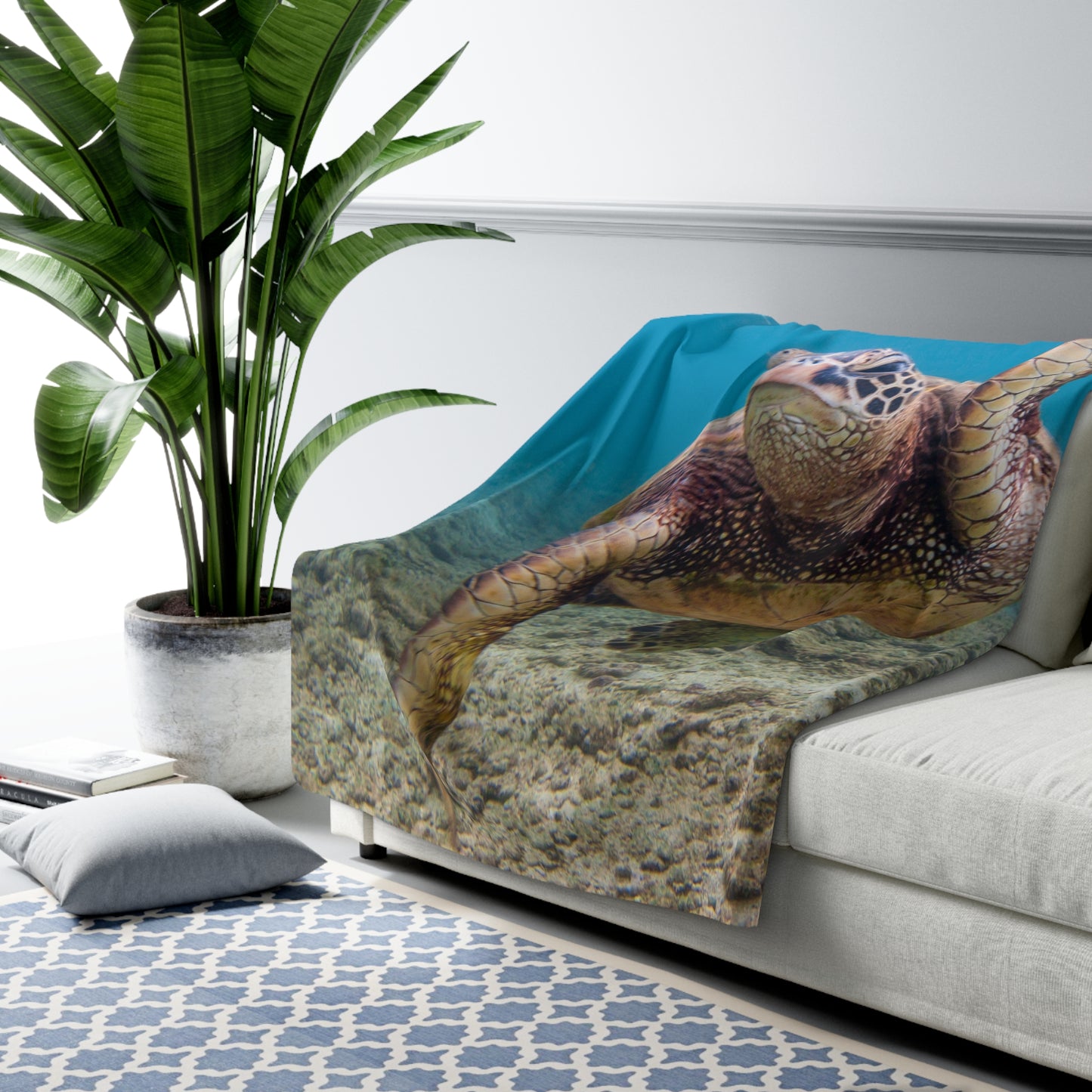 Cute Sea Turtle Sherpa Fleece Blanket