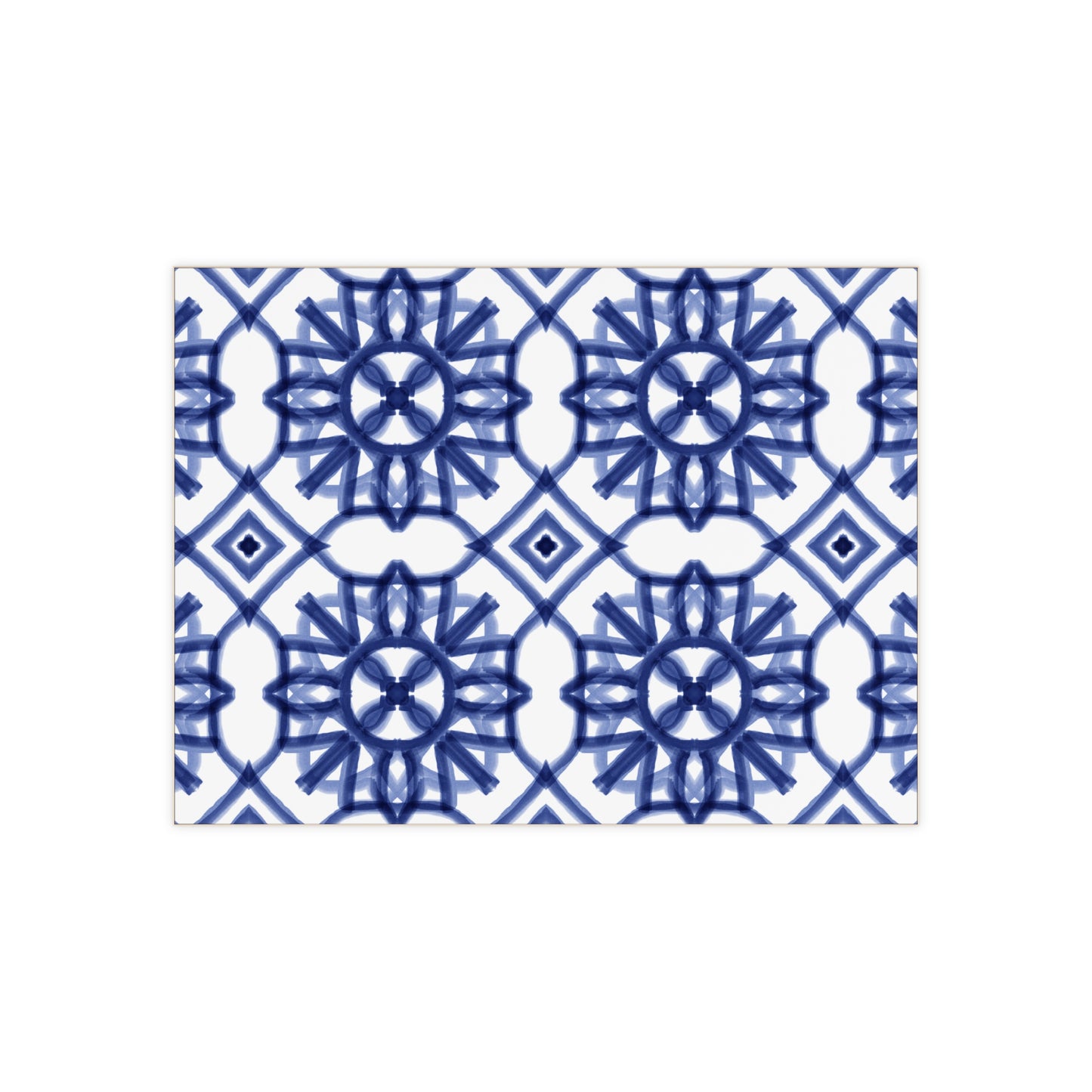 Blue and White Moroccan Design - Jewish Art Judaica Judaism Israel Israeli - Ceramic Photo Tile - Far Out Prints & Co.
