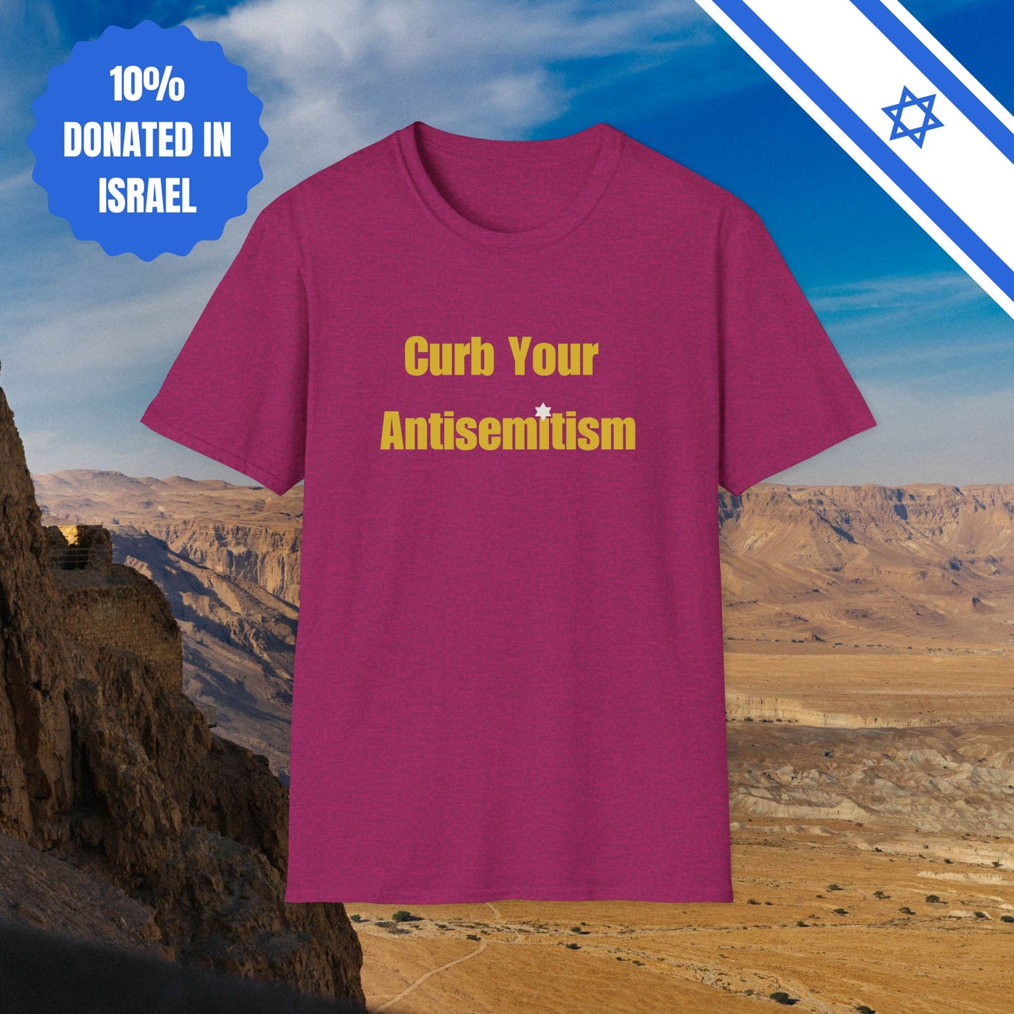 Curb Your Antisemitism T-Shirt Tee T Shirt Stand Against Hate Discrimination Israel Israeli Jewish Judaism Judaica Gift Present for Him Her