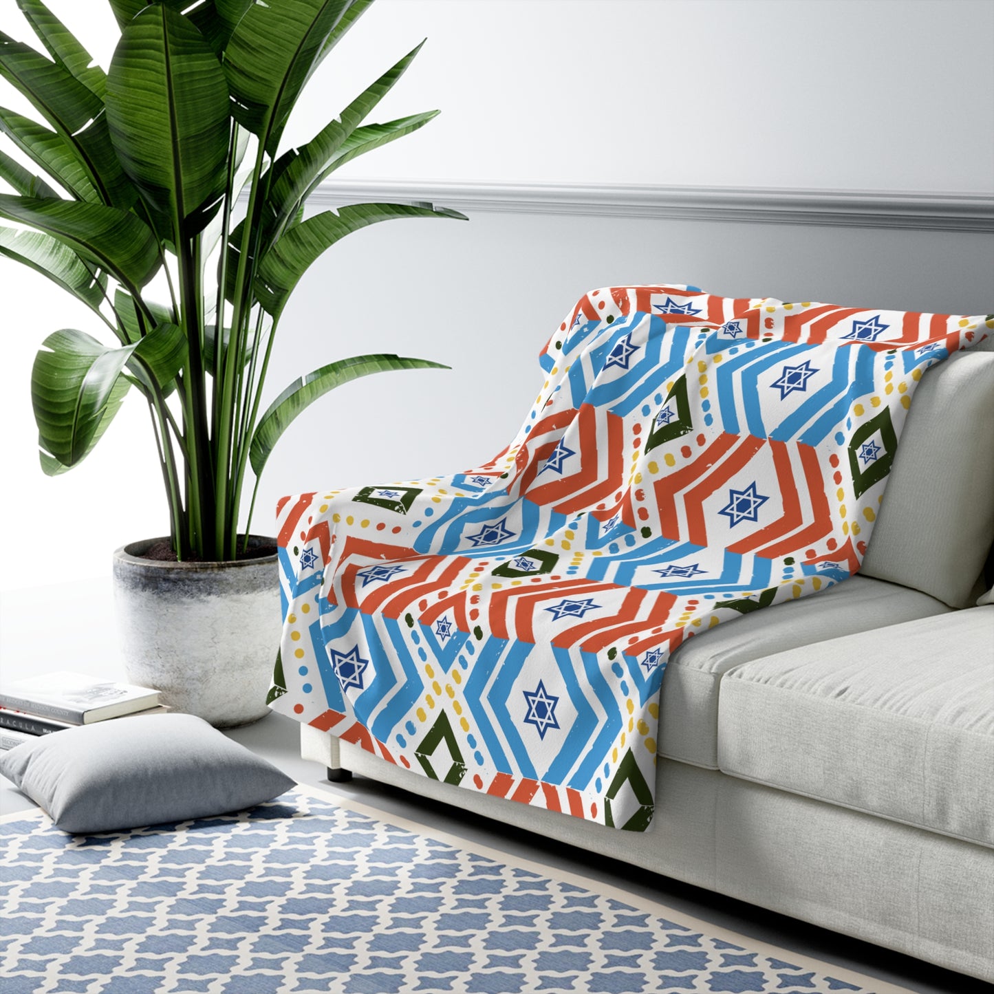 Fun, Bold and Jewish - Sherpa Fleece Blanket - by Far Out Prints & Co.