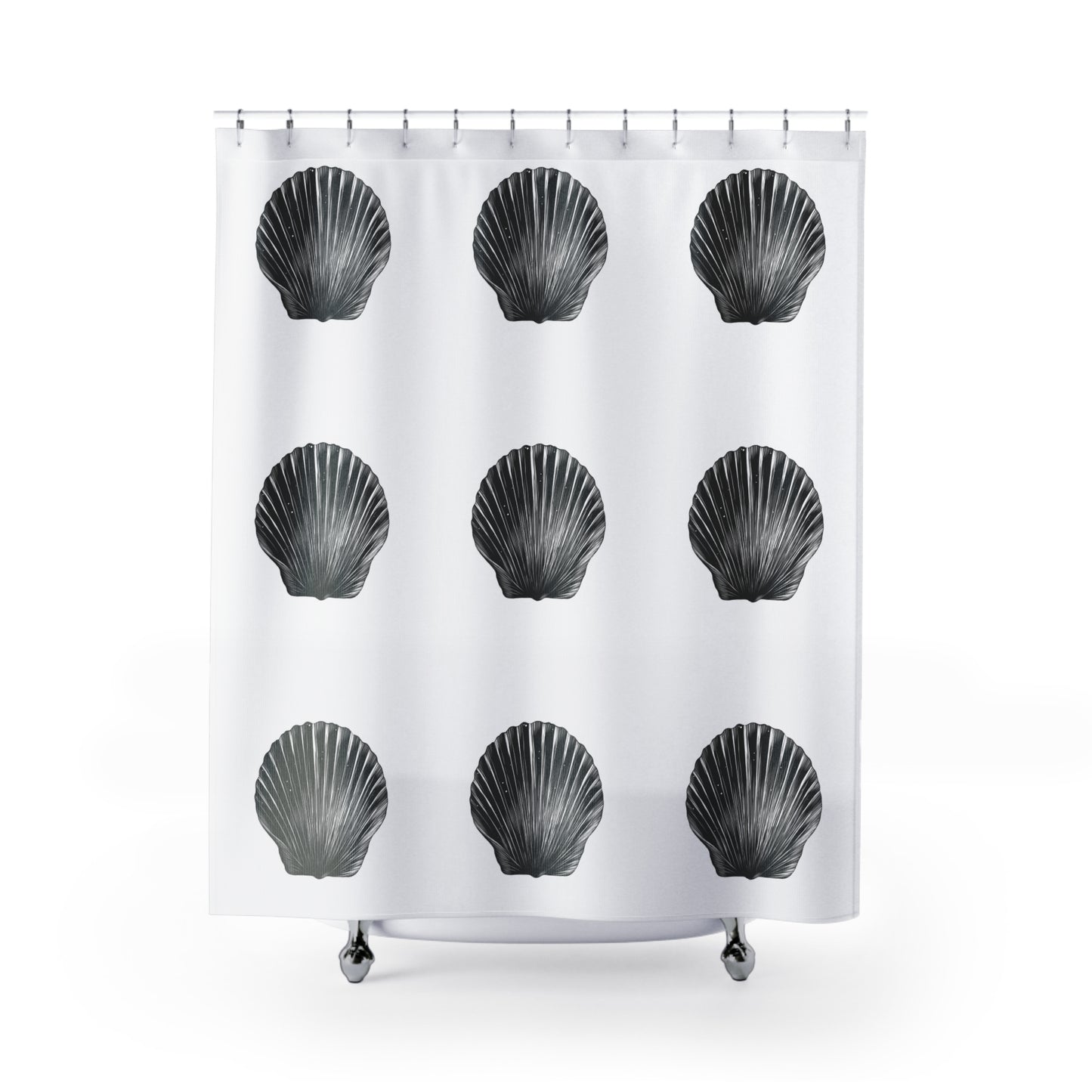 Shower Curtains: Unique Sea Shell Sketch Design, Perfect for Marine Life Enthusiasts, Bathroom Decor, Ocean Lover's Gift
