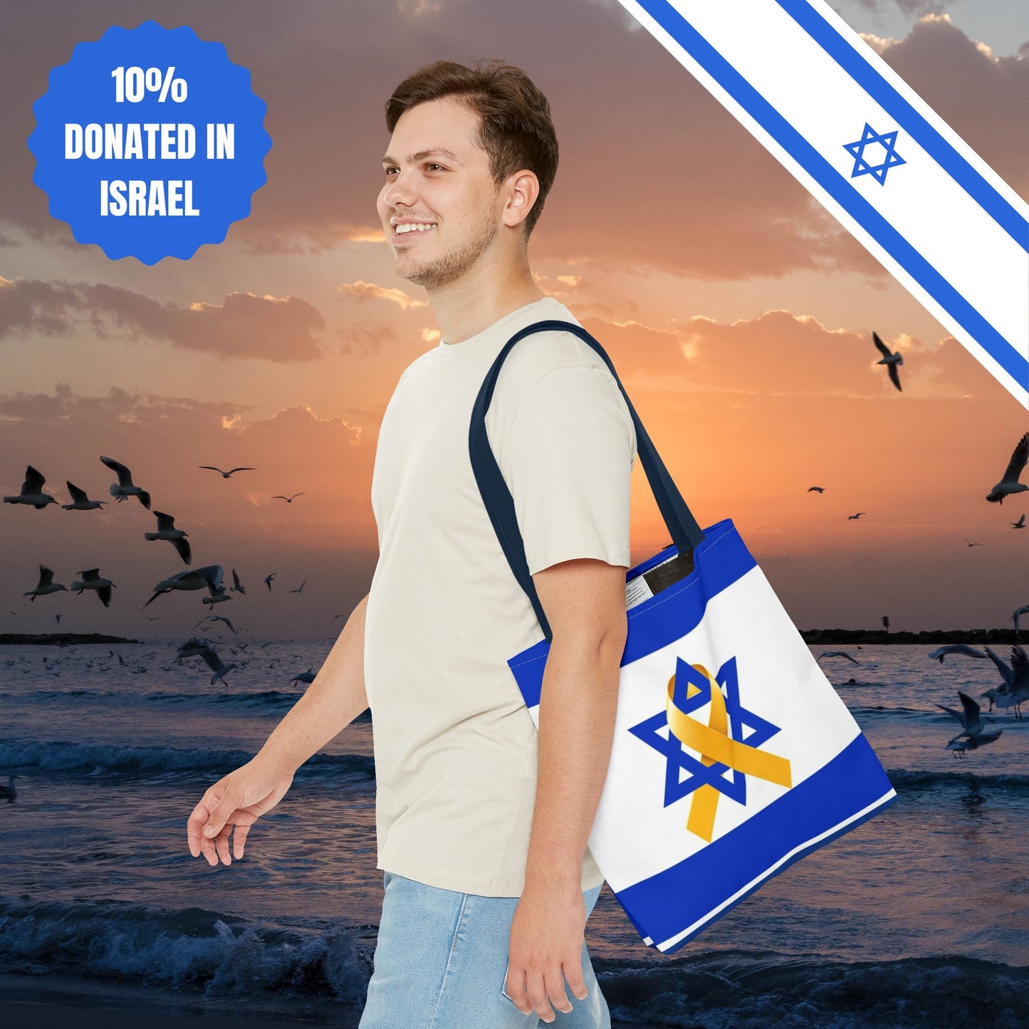 Israeli Hostages Flag Tote Bag Israel Flag Yellow Ribbon Tote Bag Bring Them Home Gift Jewish Present Judaism Totes Judaica Tote Bag Gift
