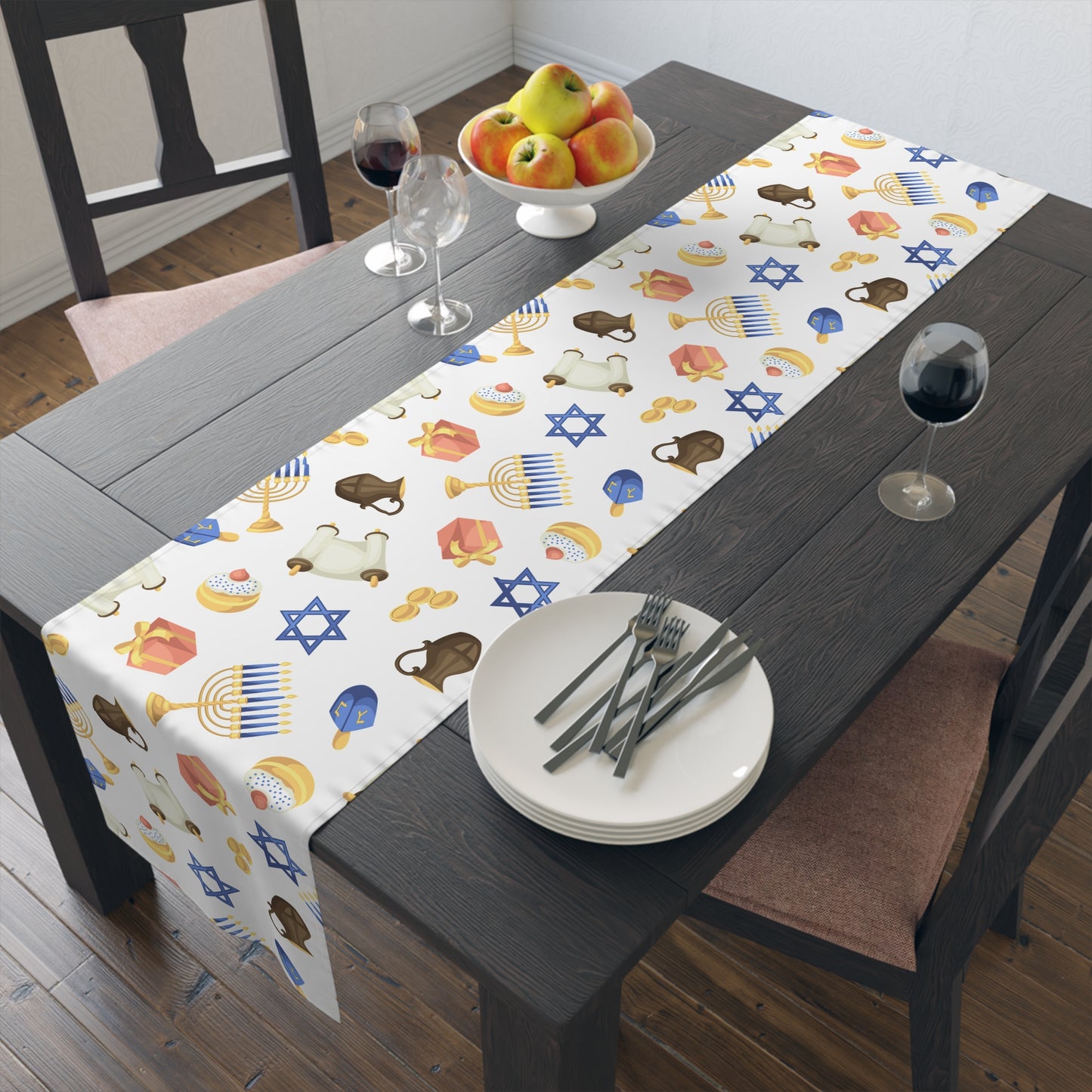 Hannukah Hanuka Hanukkah Chanukah Chanuka Chanukkah Channukah Chanukka 3 | Jewish Holiday Themed | Table Runner