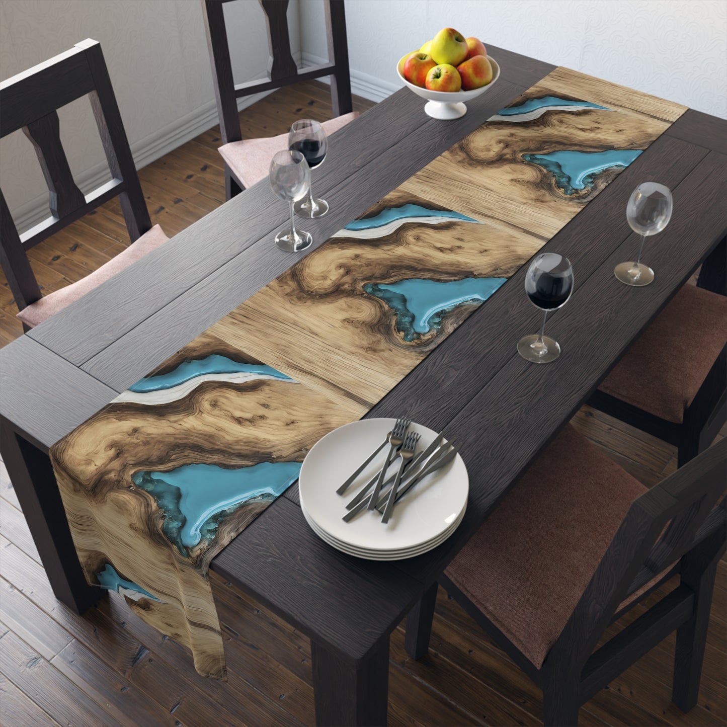 Wood Epoxy Resin Turqoise Design Table Runner Israel Israeli Judaism Judaica Jewish Gifts Presents Him Her | by Far Out Prints & Co.