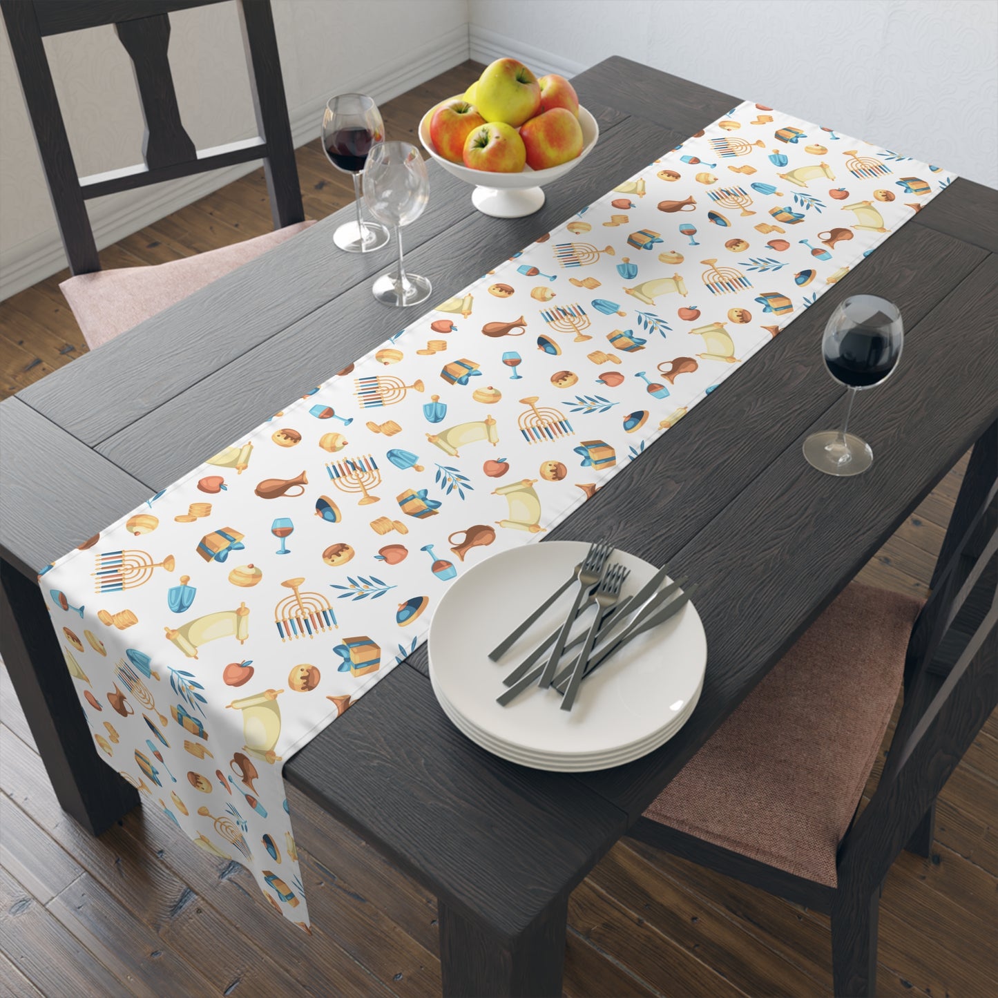 Hannukah Hanuka Hanukkah Chanukah Chanuka Chanukkah Channukah Chanukka 2 | Jewish Holiday Themed | Table Runner
