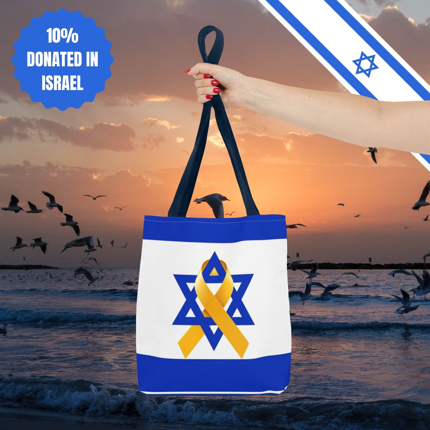 Israeli Hostages Flag Tote Bag Israel Flag Yellow Ribbon Tote Bag Bring Them Home Gift Jewish Present Judaism Totes Judaica Tote Bag Gift