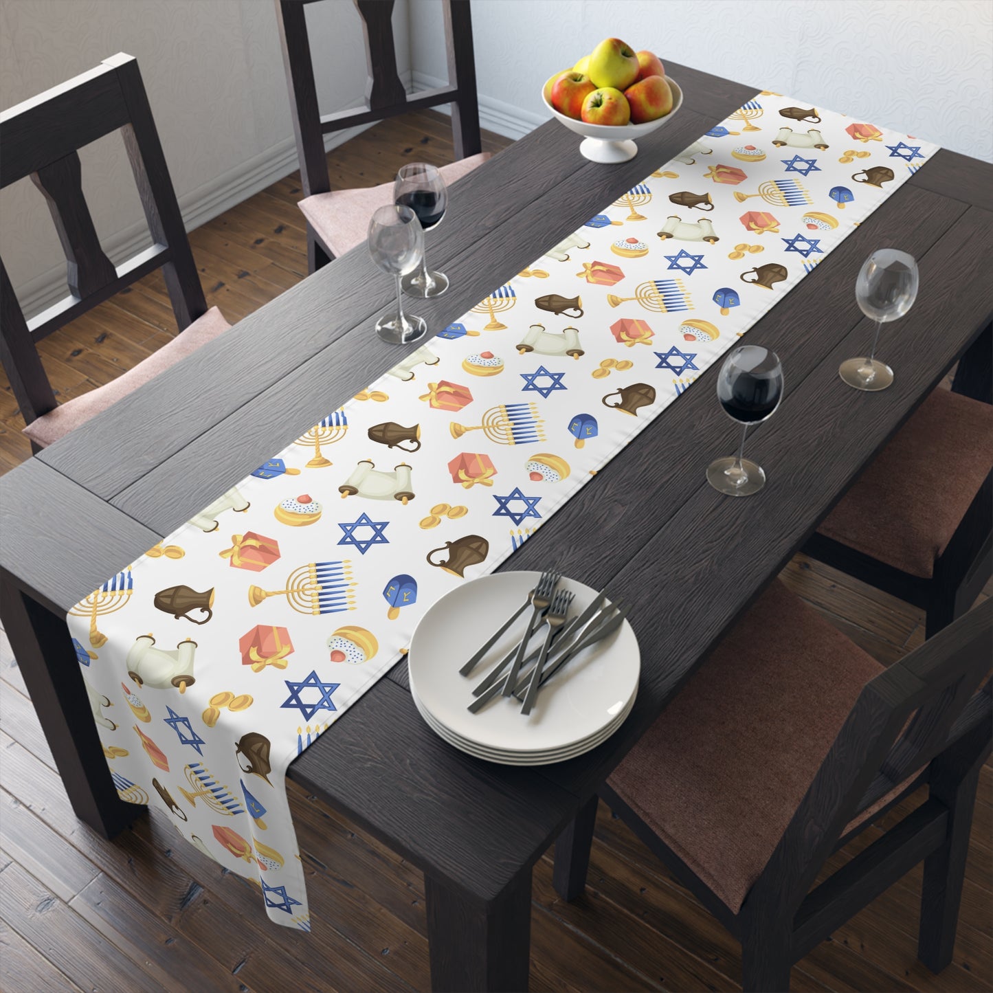 Hannukah Hanuka Hanukkah Chanukah Chanuka Chanukkah Channukah Chanukka 3 | Jewish Holiday Themed | Table Runner