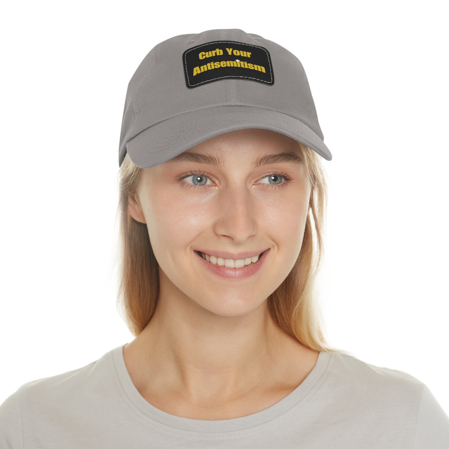 Curb Your Antisemitism Dad Hat with Leather Patch - Stand Against Hate And Discrimination - Israel Israeli Jewish Judaism