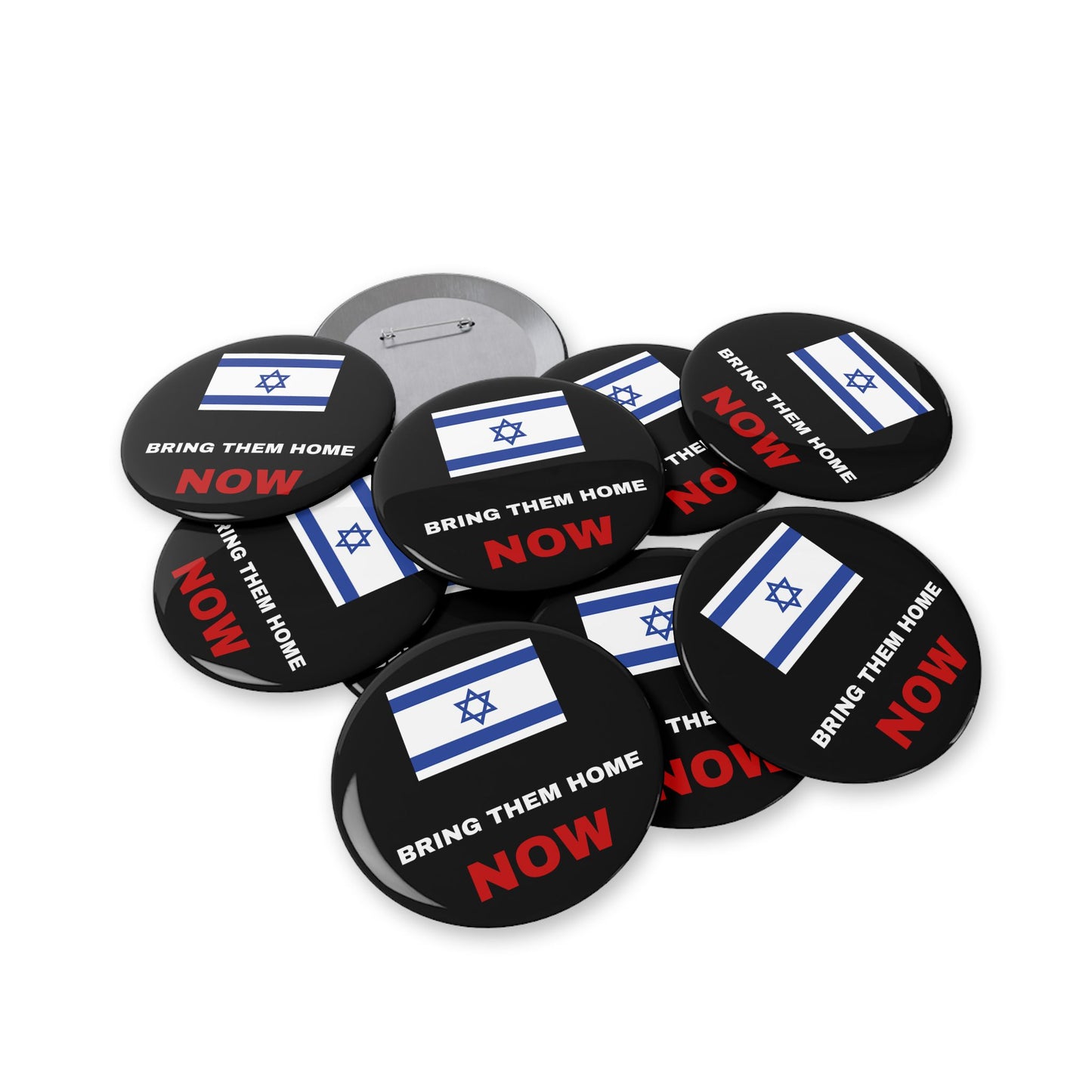 Bring Them Home Now Israeli Israel Hostage Rescue Round Pins by Far Out Prints & Co.