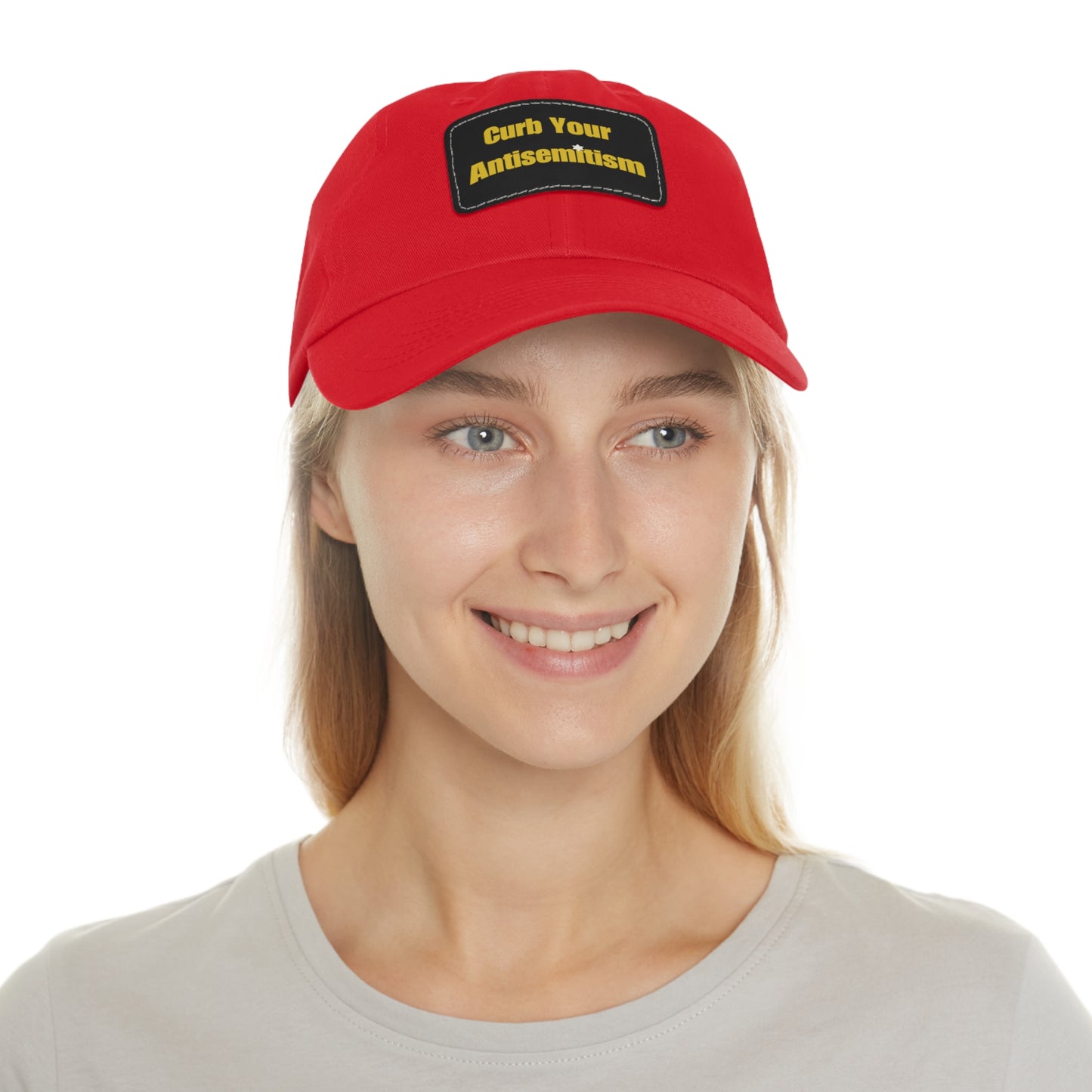 Curb Your Antisemitism Dad Hat with Leather Patch - Stand Against Hate And Discrimination - Israel Israeli Jewish Judaism