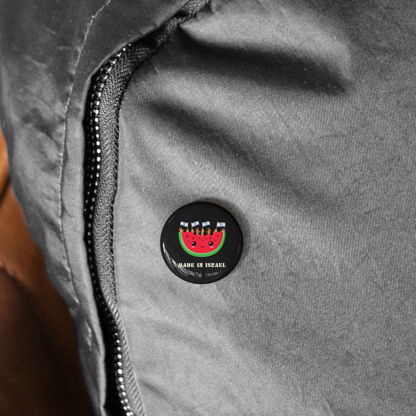 Made in Israel Watermelon - Pin Buttons Pins - Israel Israeli Jewish Judaism Judaica - by Far Out Prints & Co.